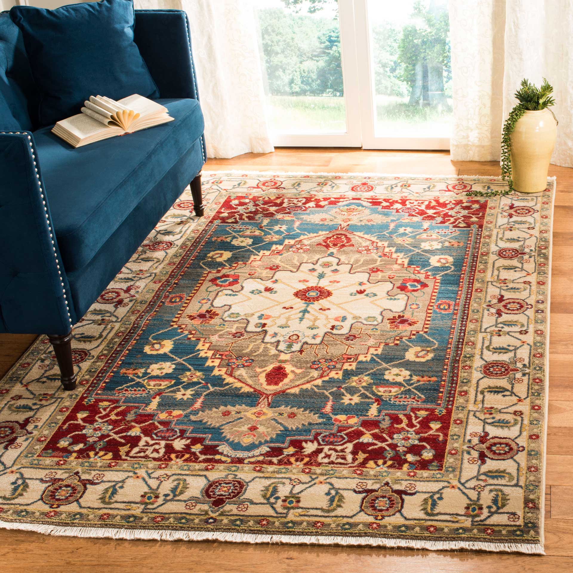 Kashan Blue/Ivory Area Rug - Image 4