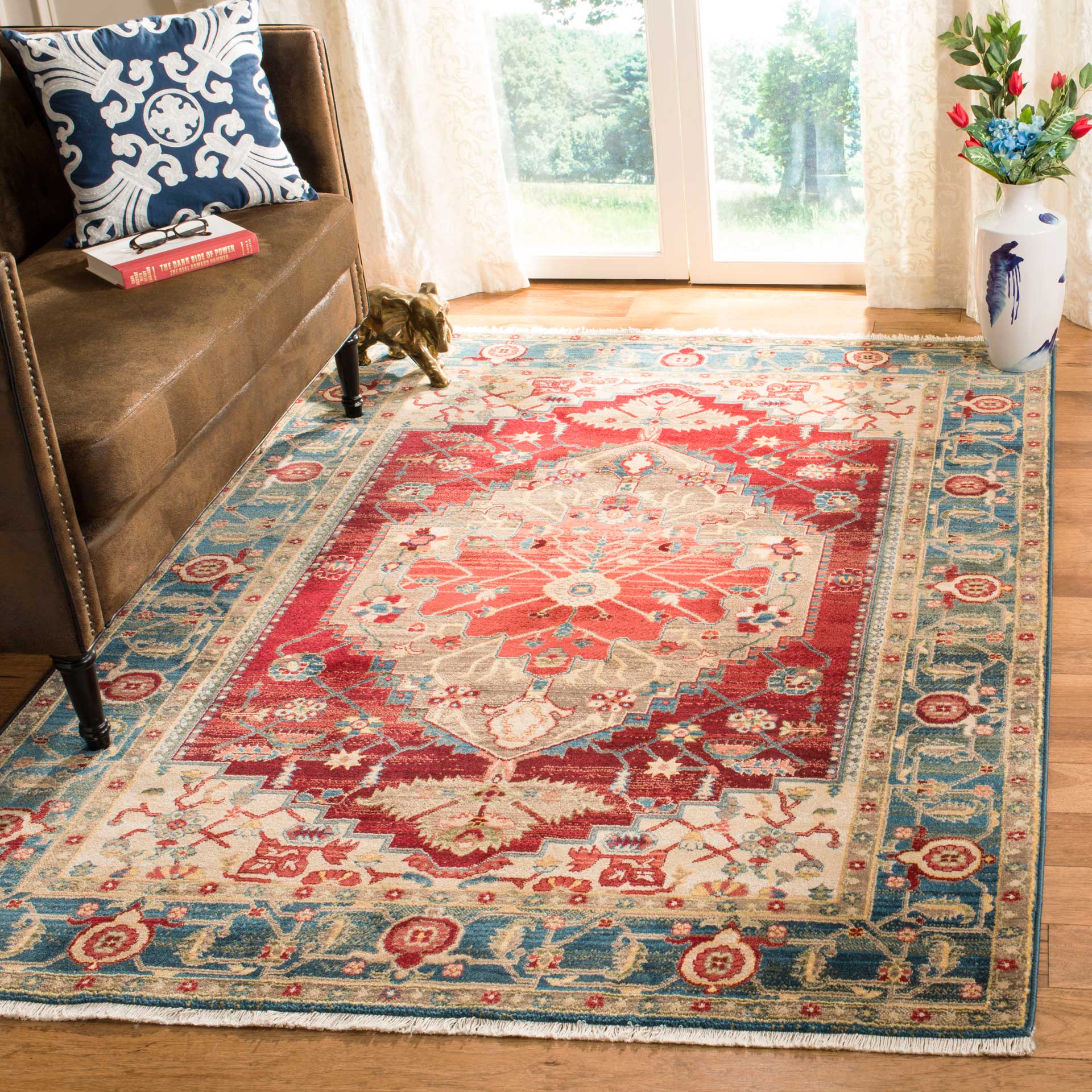Kashan Blue/Red Area Rug - Image 4