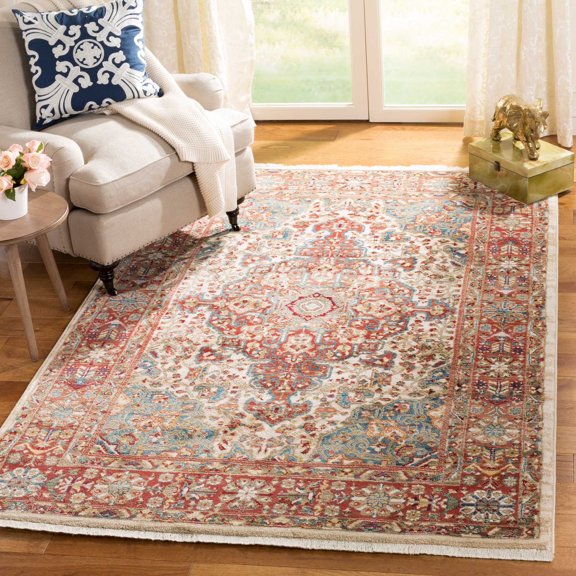 Kashan Ivory/Blue Area Rug - Image 5