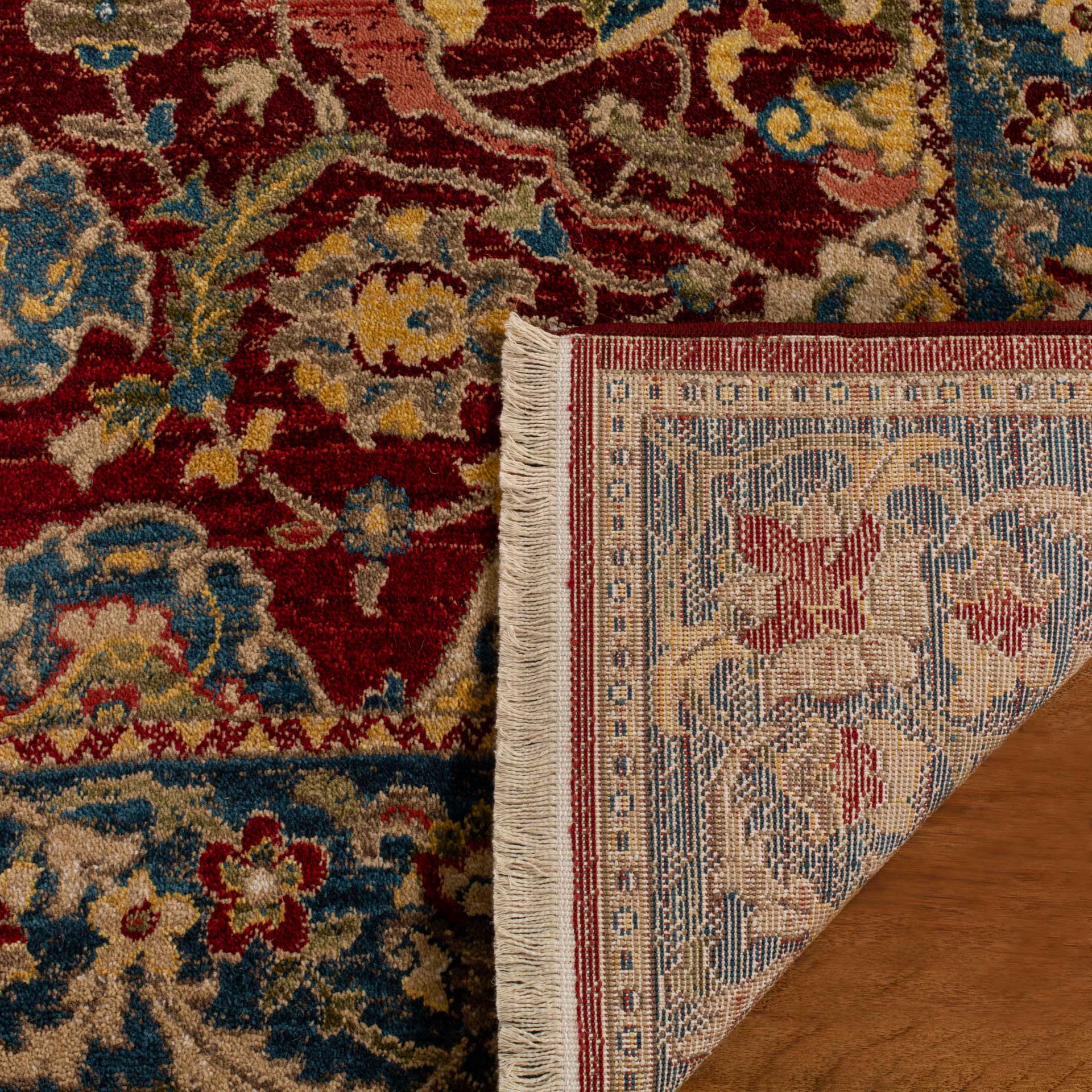 Kashan Red/Blue Area Rug - Image 3