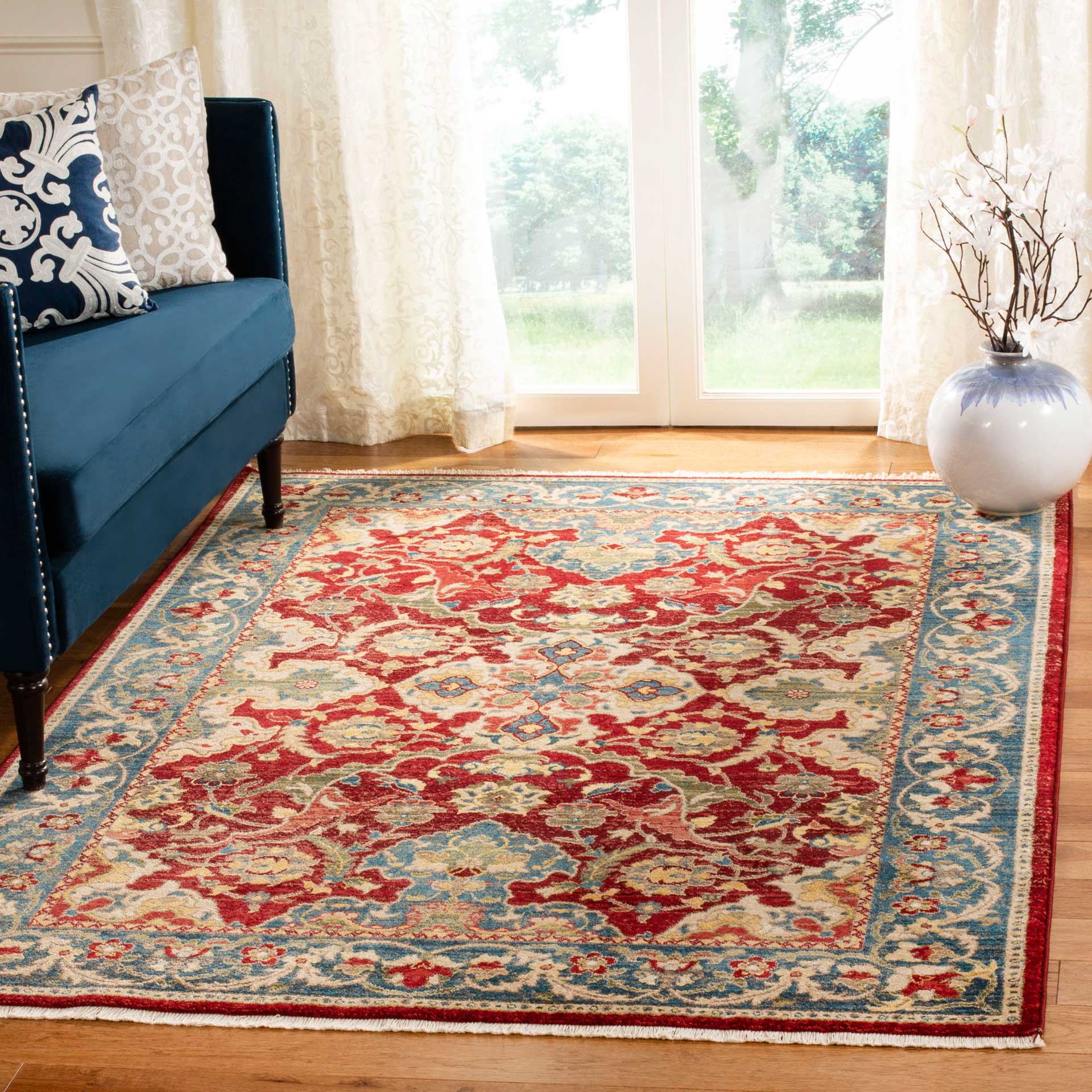 Kashan Red/Blue Area Rug - Image 4