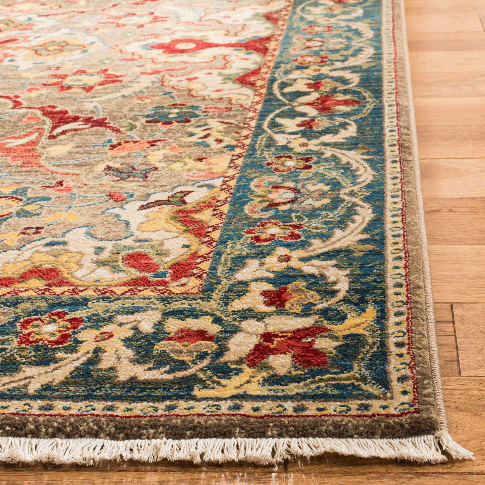 Kashan Taupe/Blue Area Rug - Image 2