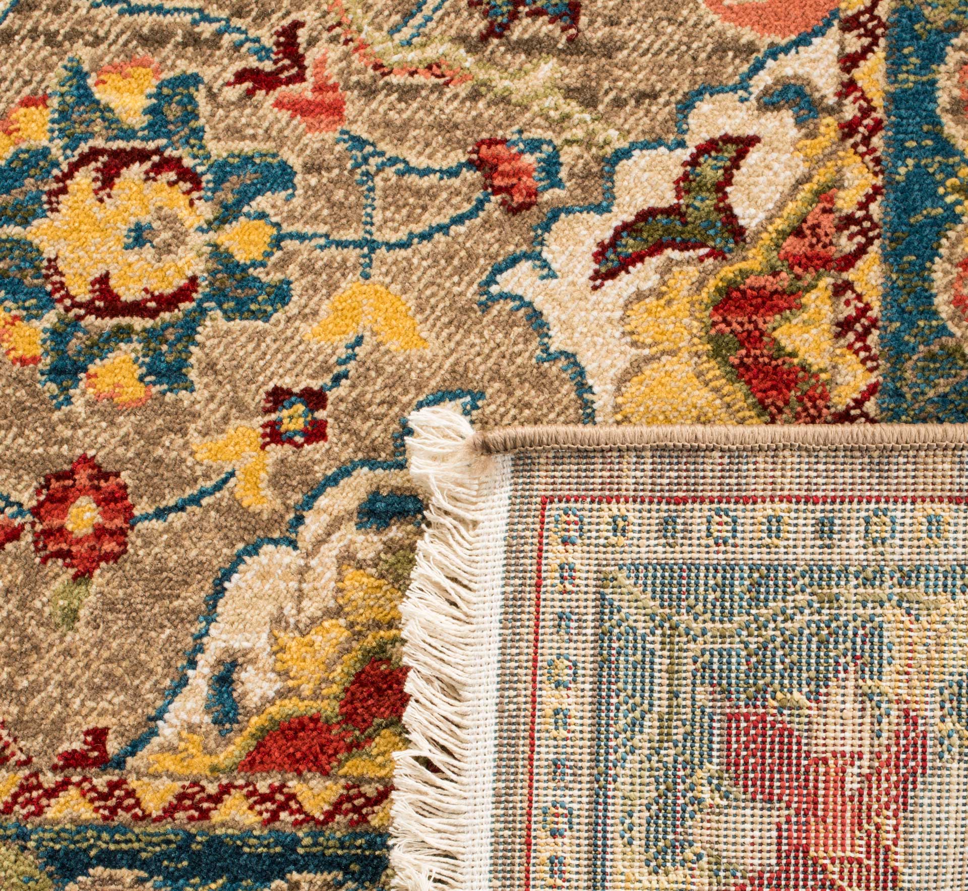 Kashan Taupe/Blue Area Rug - Image 3
