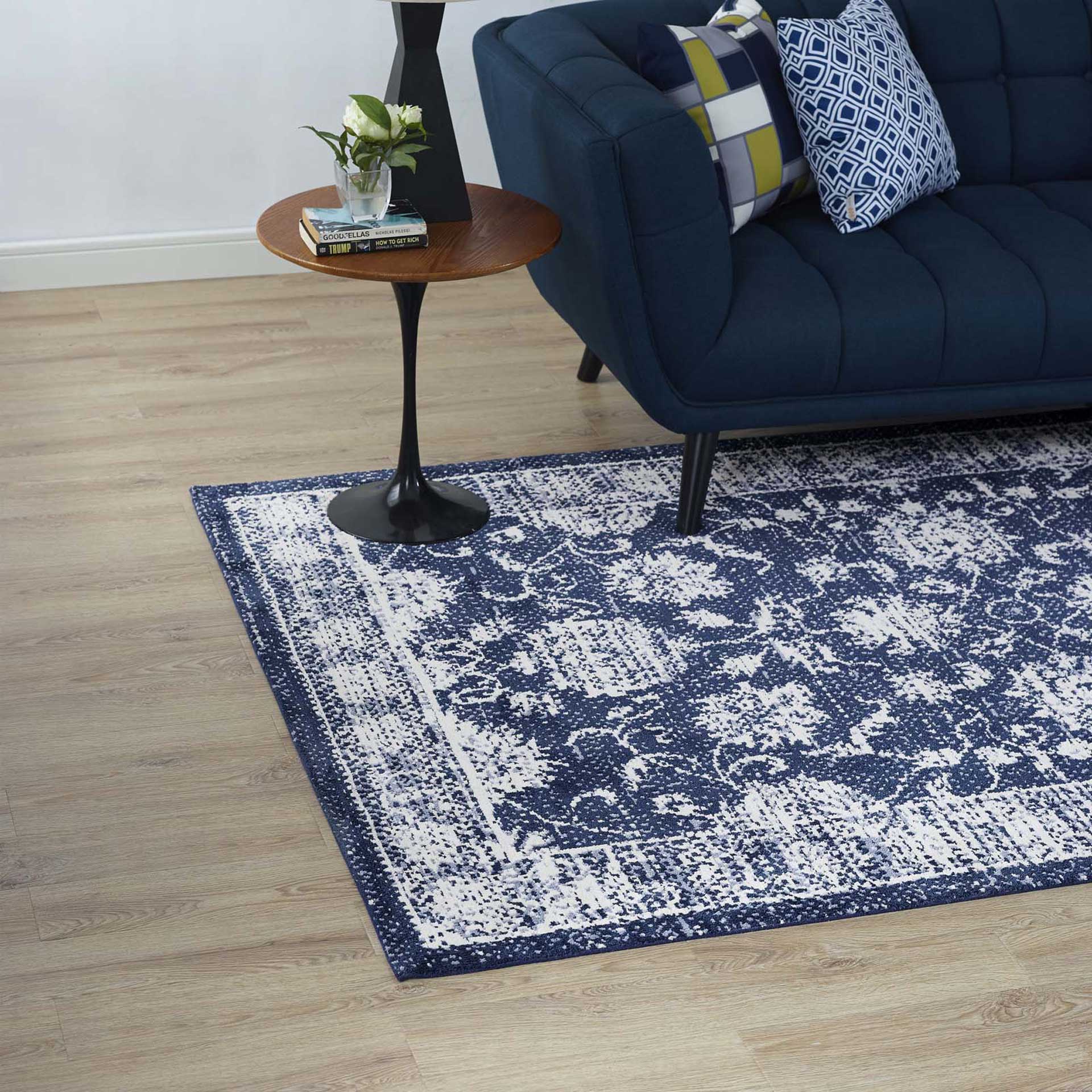 Kavin Area Rug Dark Blue/Ivory - Image 6