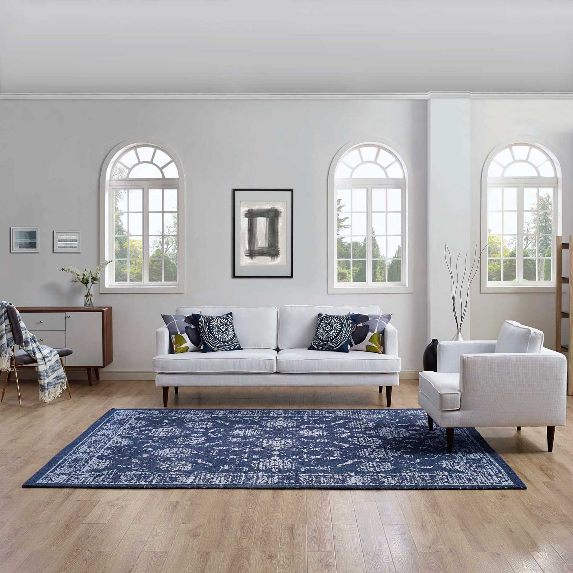 Kavin Area Rug Dark Blue/Ivory - Image 7