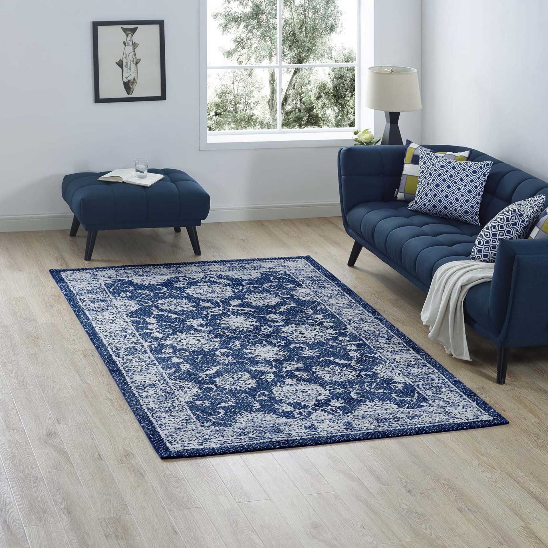 Kavin Area Rug Dark Blue/Ivory - Image 8