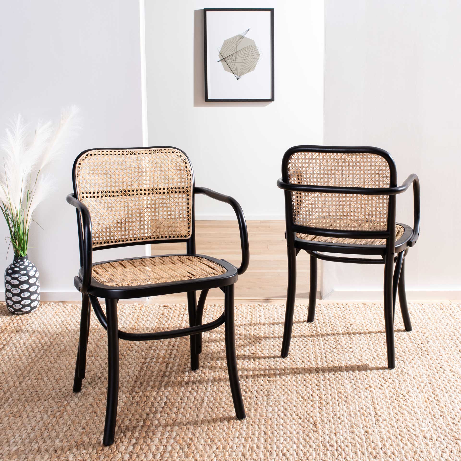 Keanu Cane Dining Chair Black/Natural - Image 6