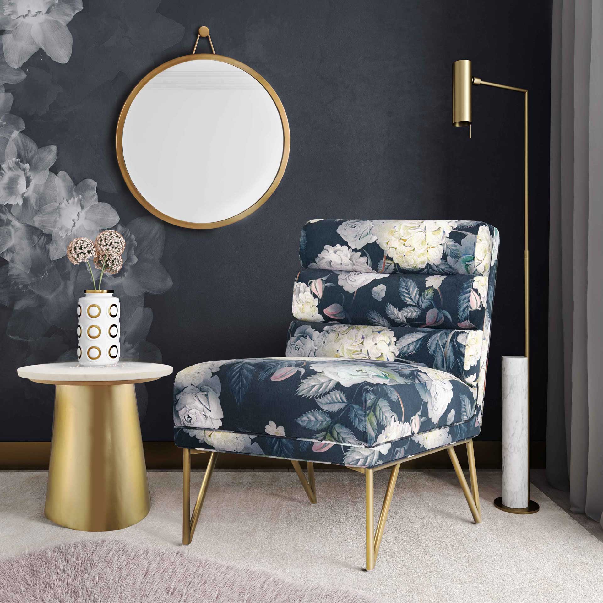 Keaton Floral Velvet Chair Multi - Image 6