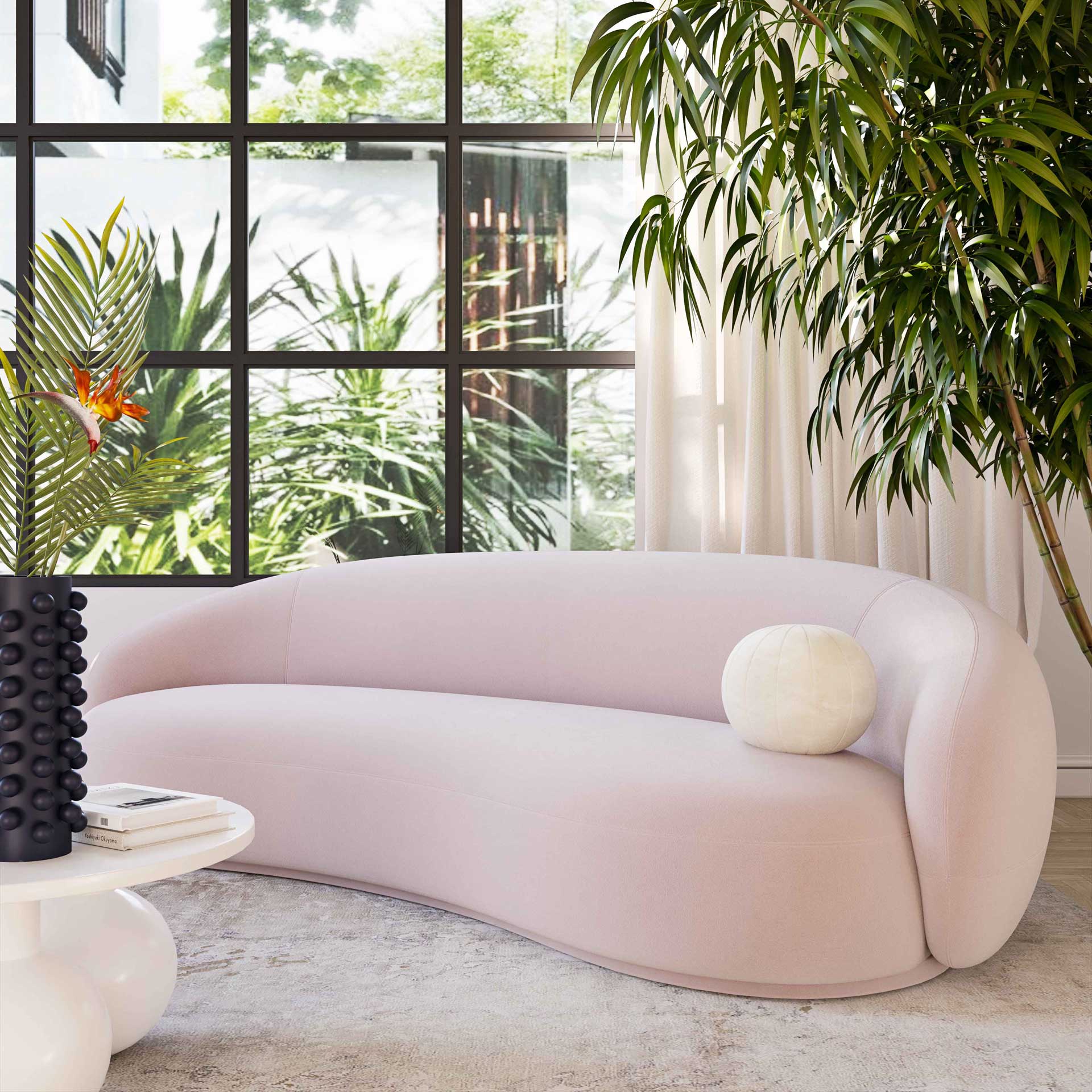 Keelin Velvet Sofa Blush - Image 6