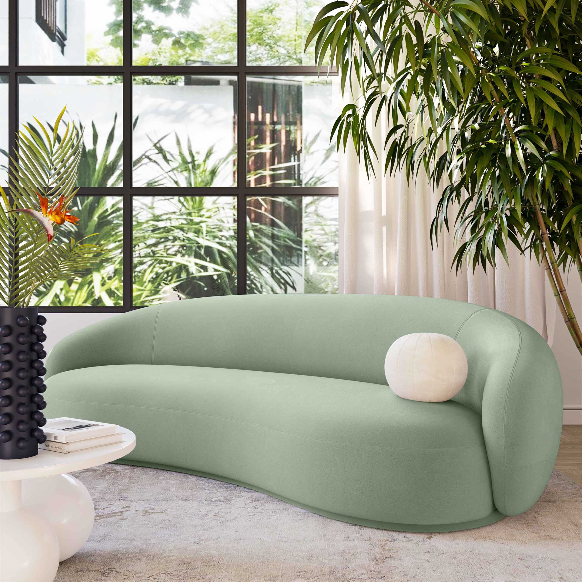 Keelin Velvet Sofa Moss Green - Image 6