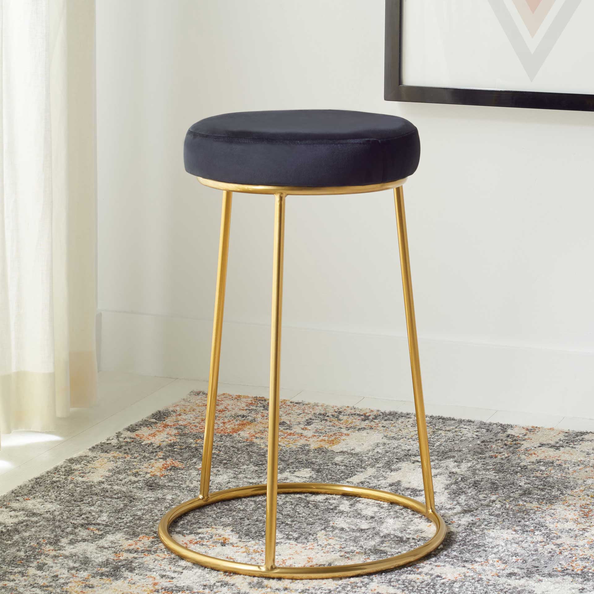 Keely Round Counter Stool Black/Gold - Image 4