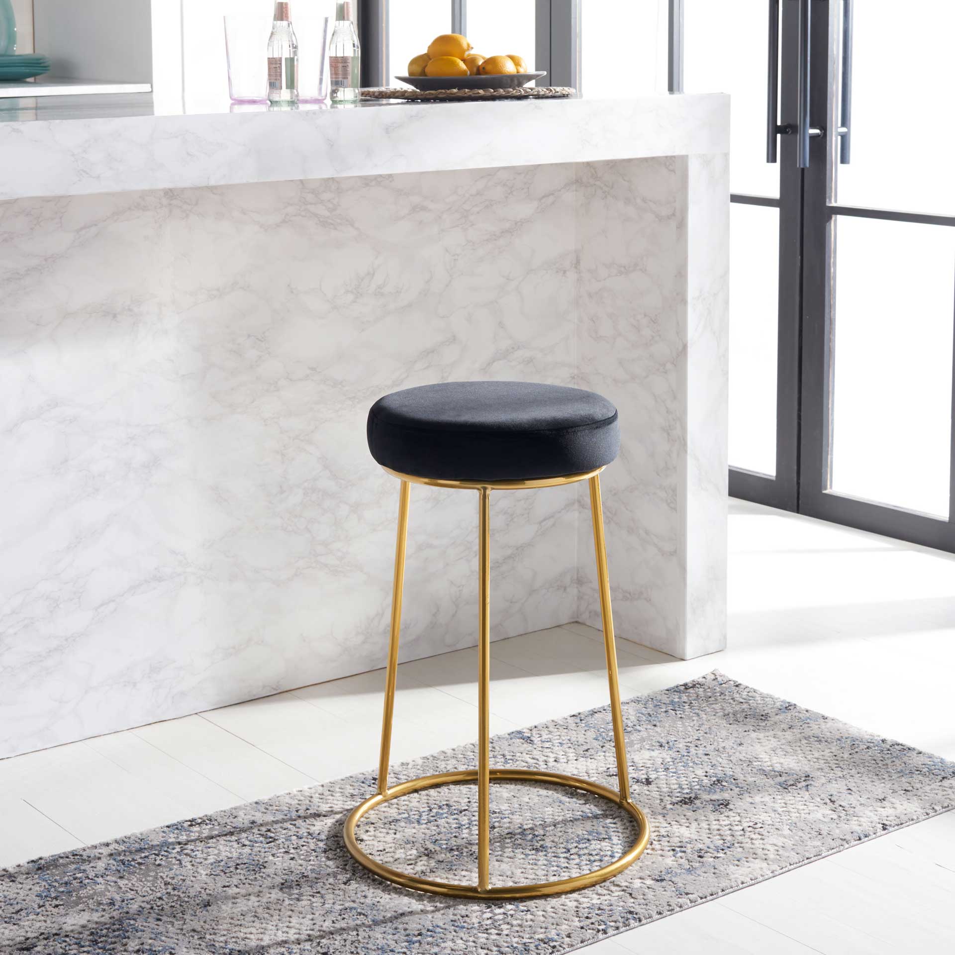 Keely Round Counter Stool Black/Gold - Image 5