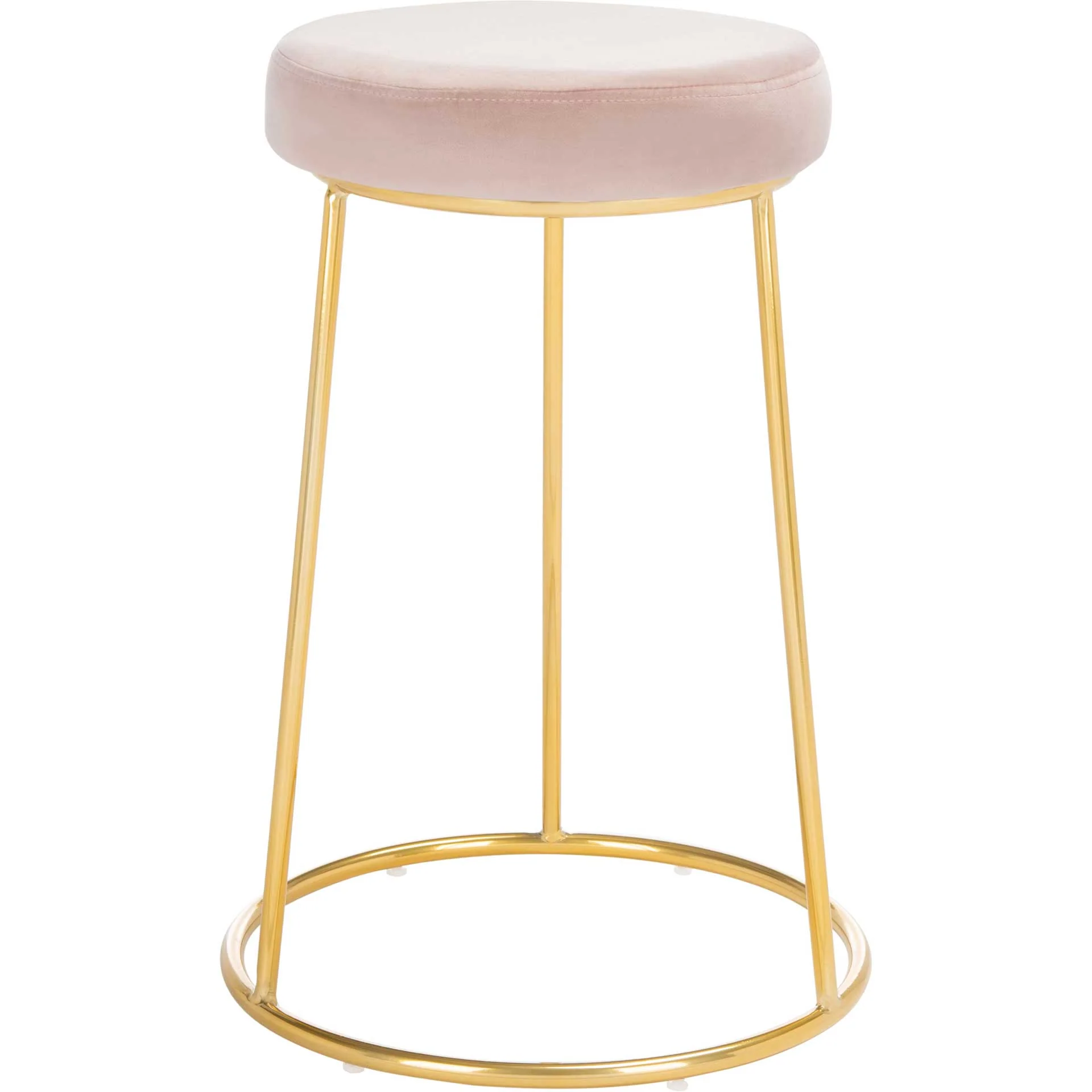 Keely Round Counter Stool Dusty Blush/Gold - Image 2