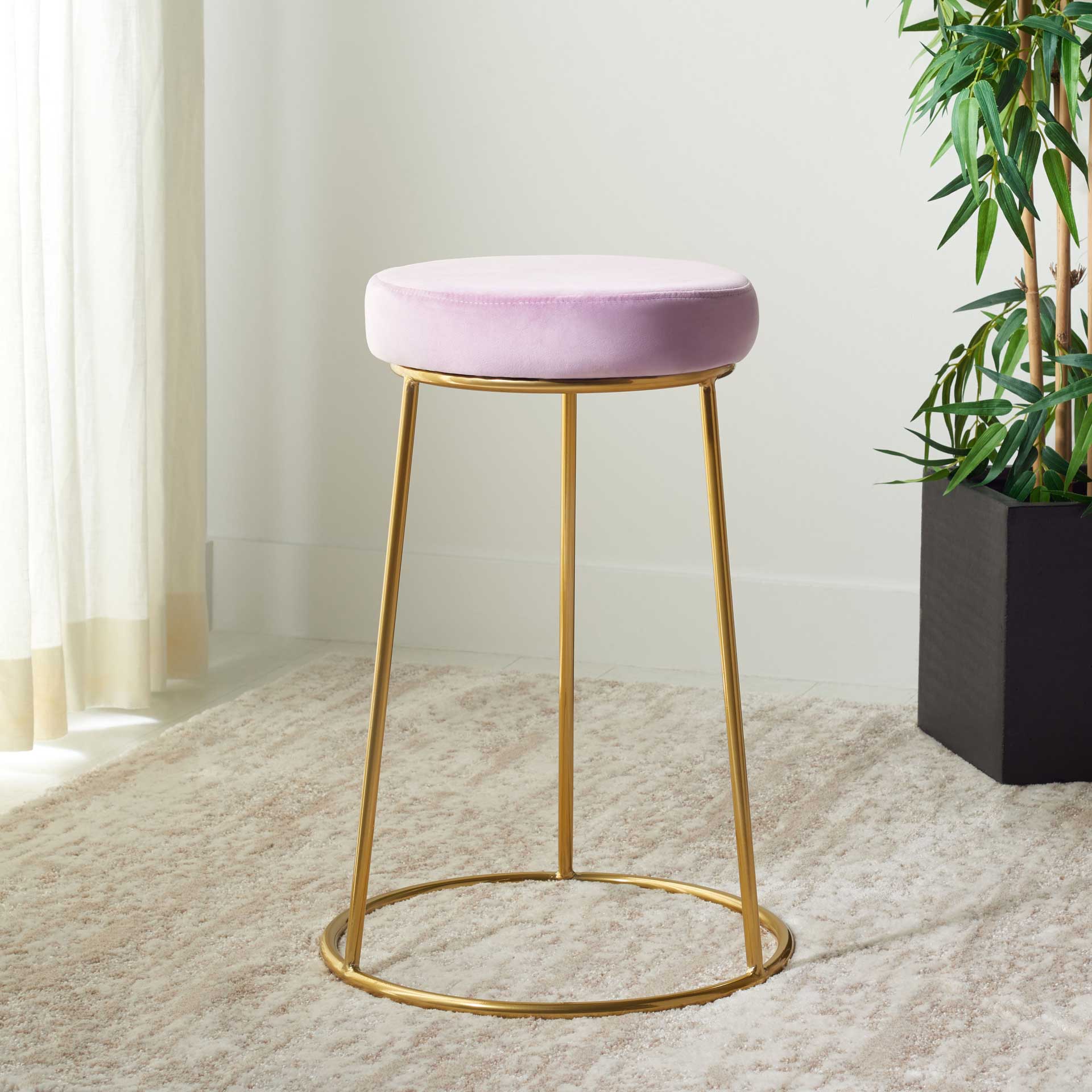 Keely Round Counter Stool Lilac/Gold - Image 4