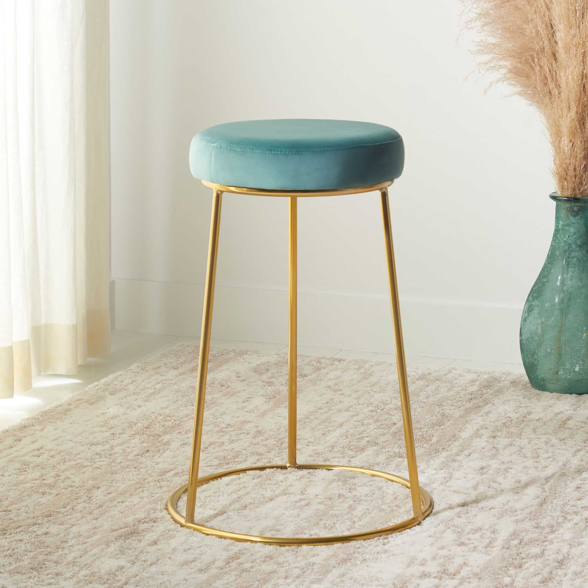 Keely Round Counter Stool Seafoam/Gold - Image 4
