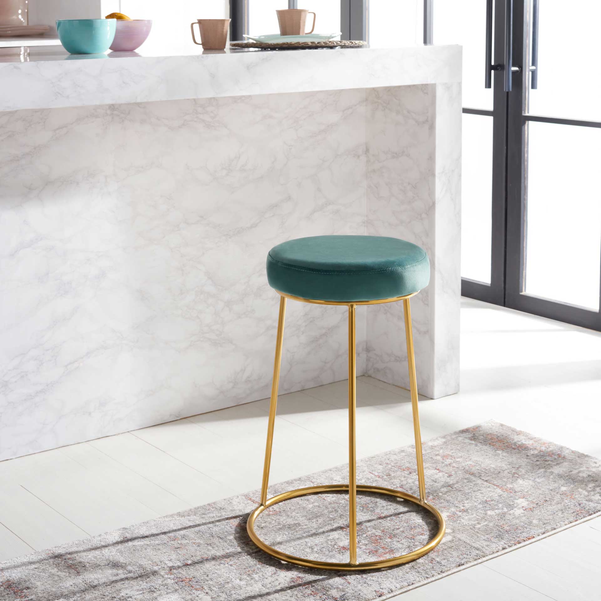 Keely Round Counter Stool Seafoam/Gold - Image 5