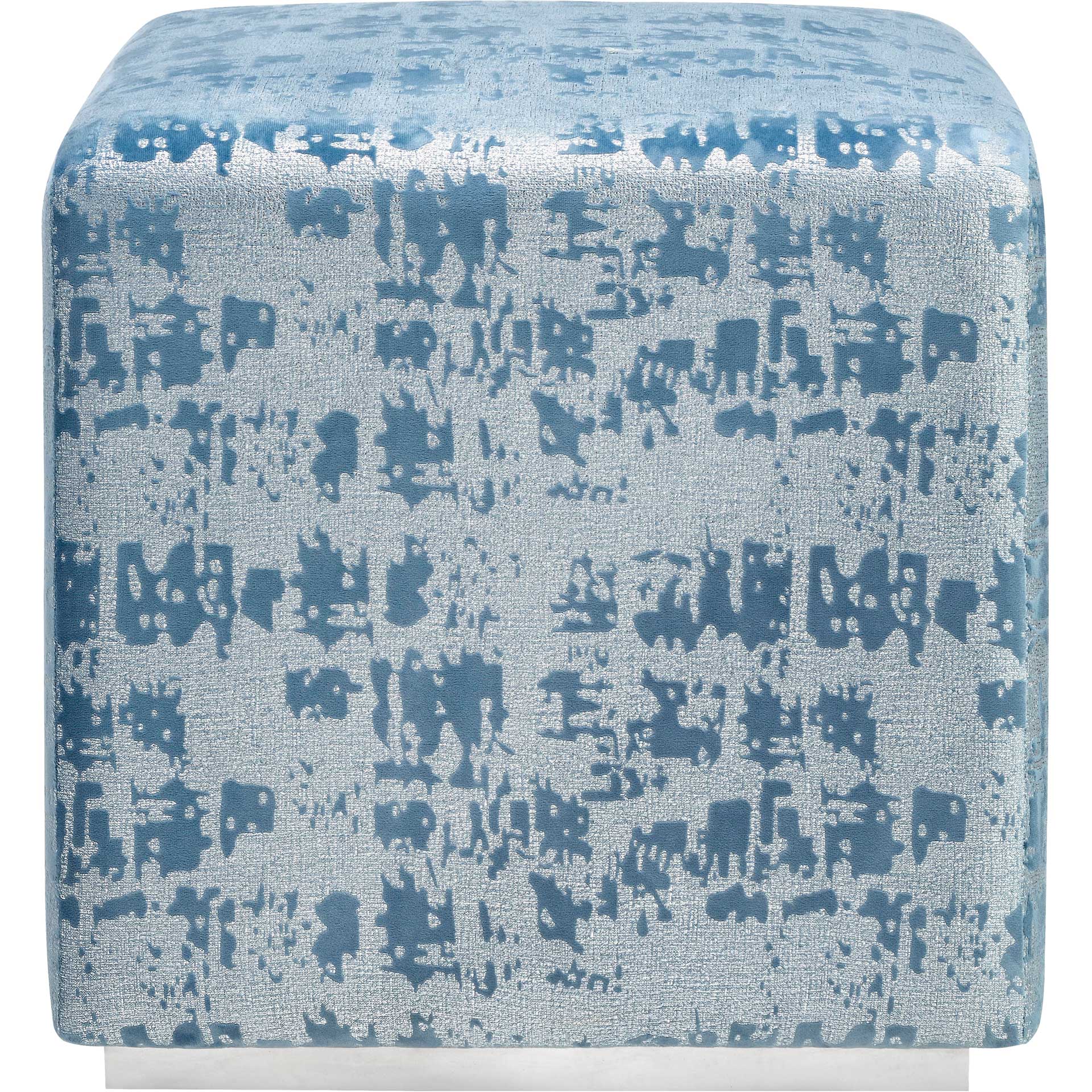 Kefton Textured Velvet Ottoman Blue - Image 2