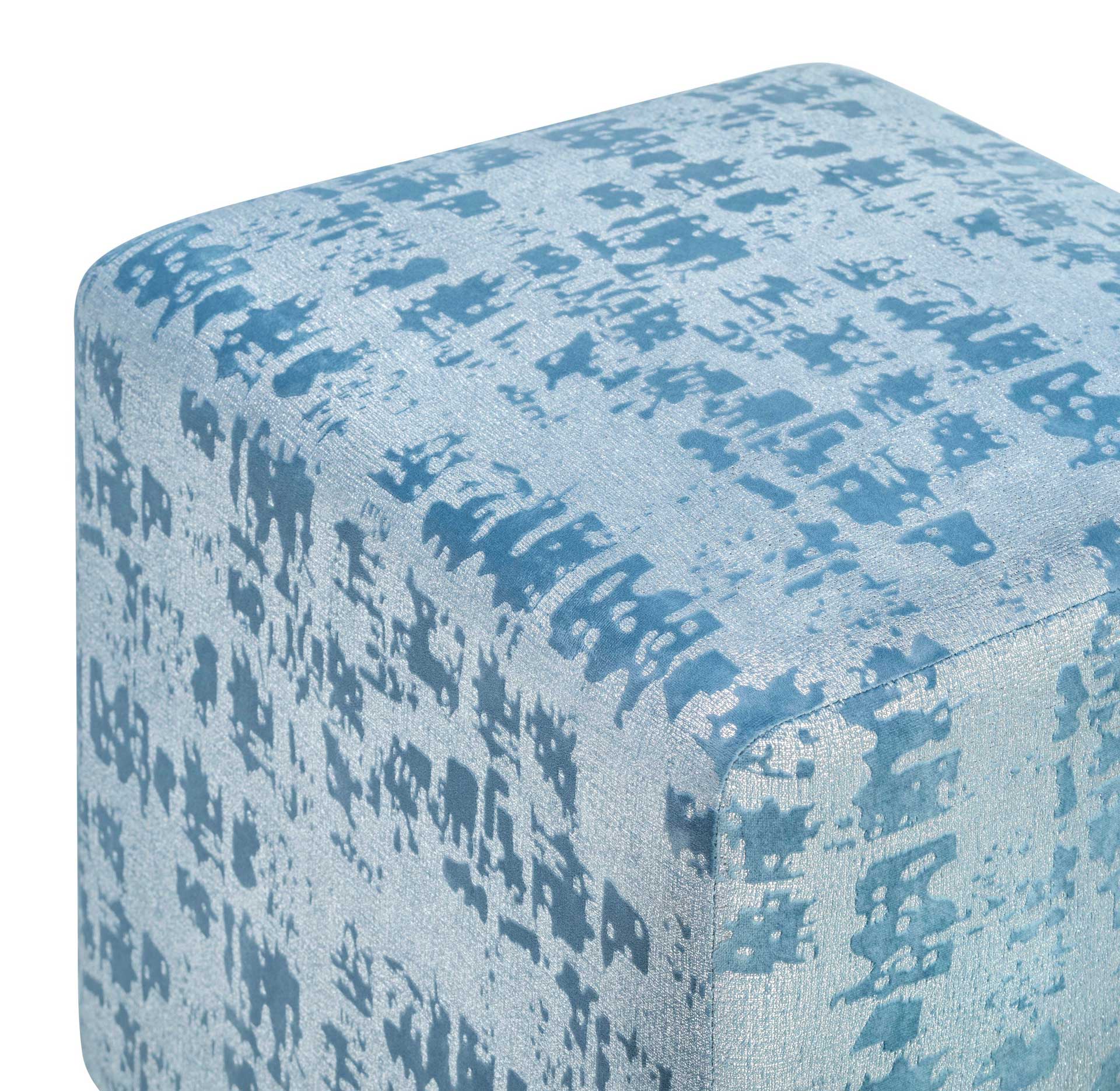 Kefton Textured Velvet Ottoman Blue - Image 3