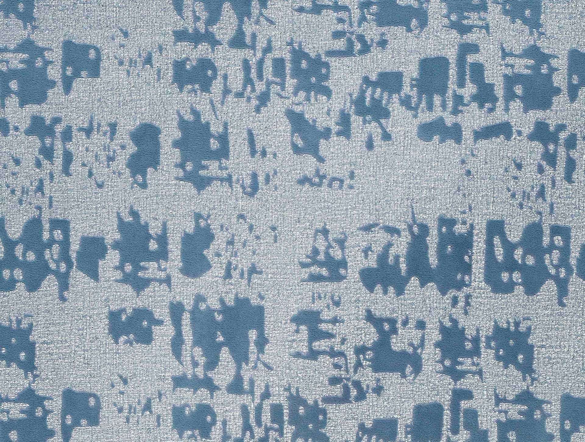 Kefton Textured Velvet Ottoman Blue - Image 4