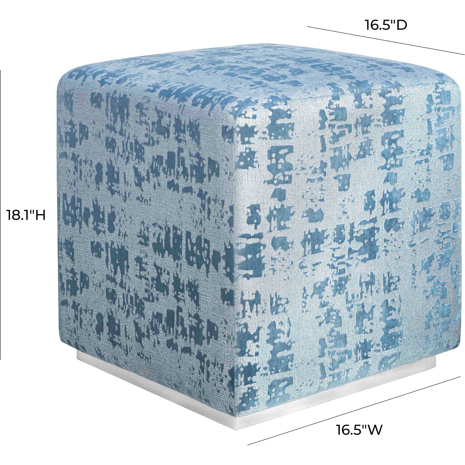 Kefton Textured Velvet Ottoman Blue - Image 5