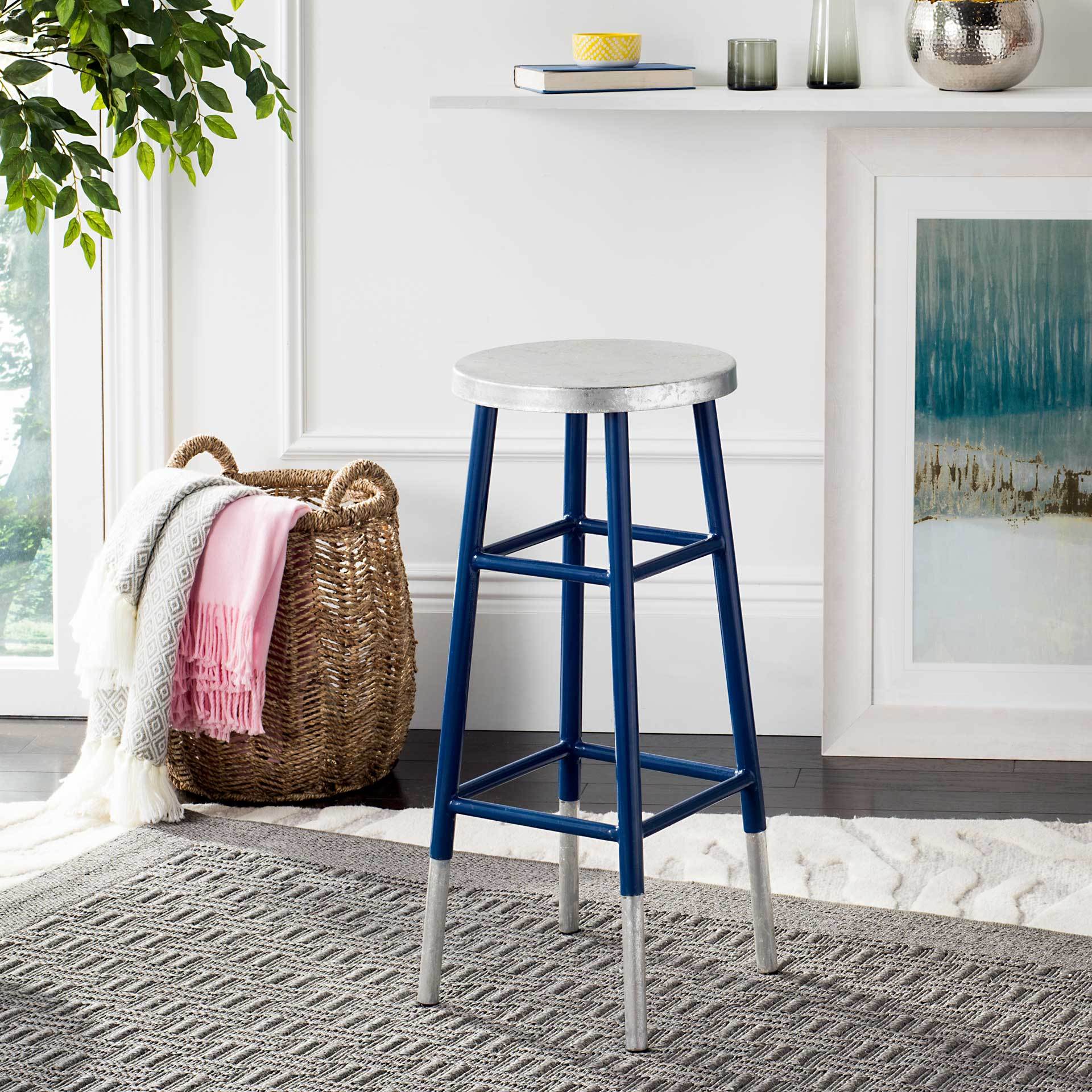 Kelsey Dipped Silver Bar Stool Navy - Image 3