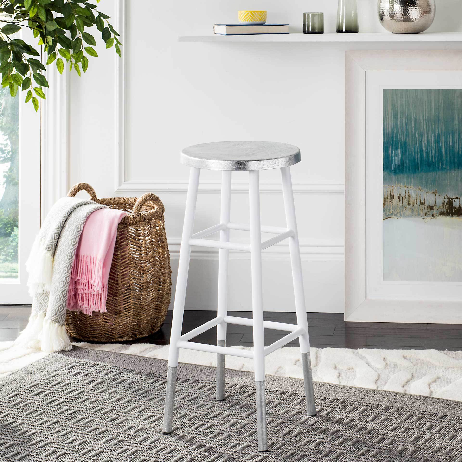 Kelsey Dipped Silver Bar Stool White - Image 3