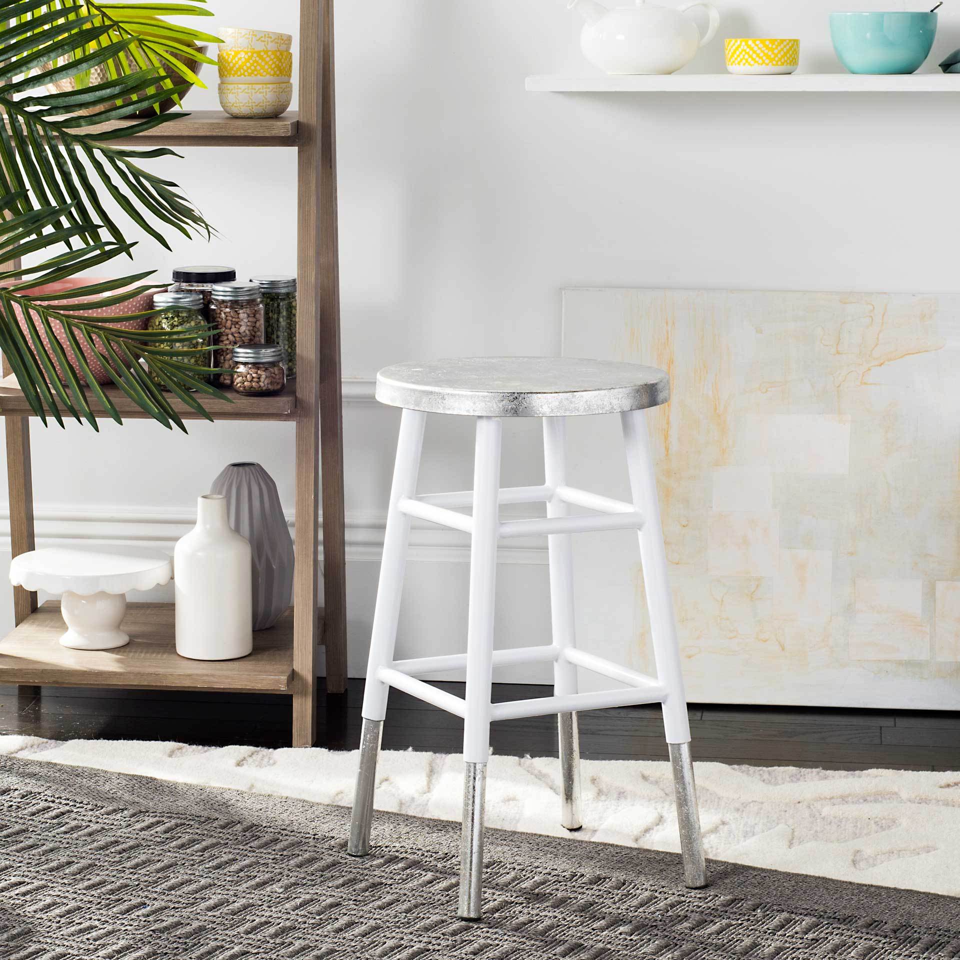 Kelsey Dipped Silver Bar Stool White - Image 6