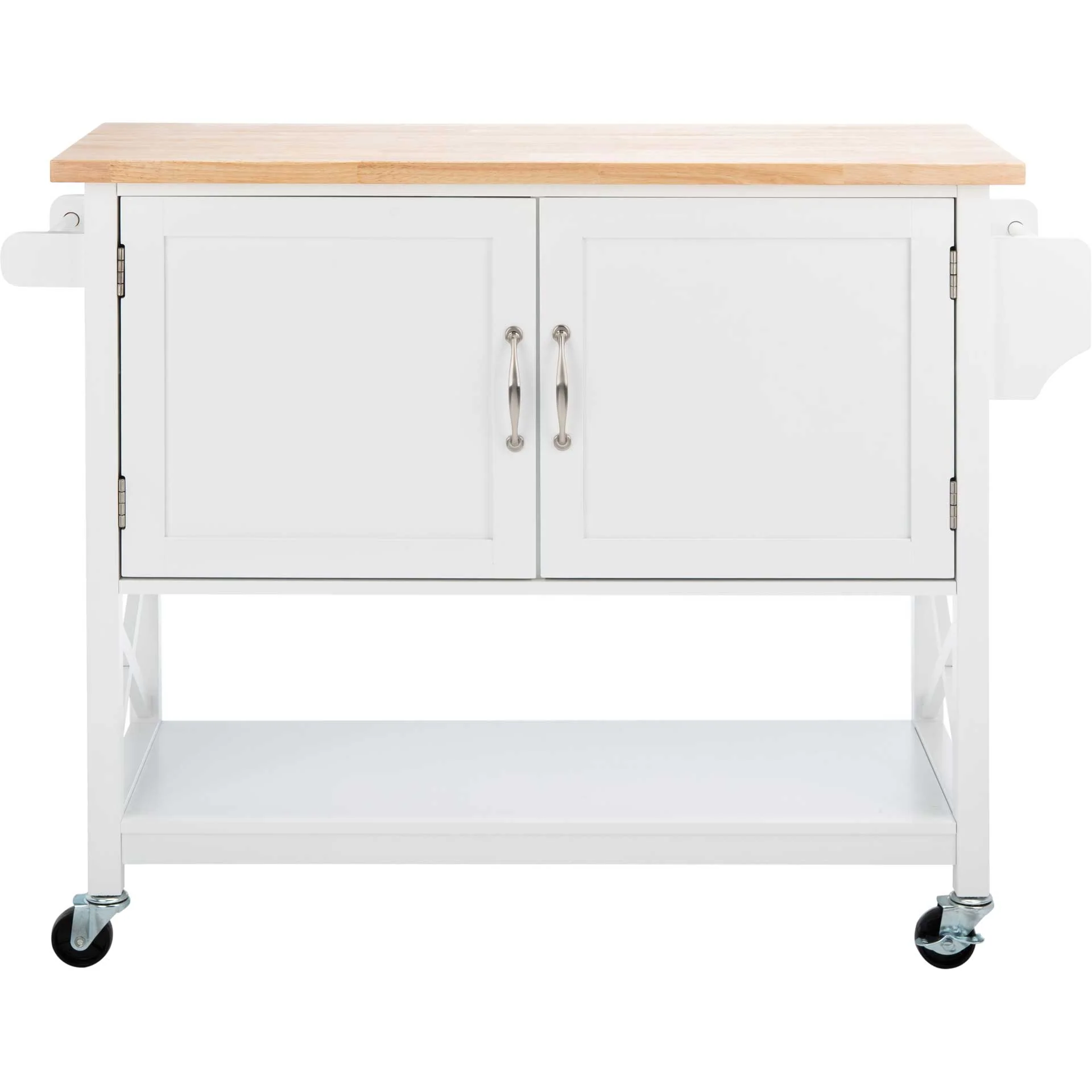 Kenley 2 Door 1 Shelf Kitchen Cart White/Natural - Image 2