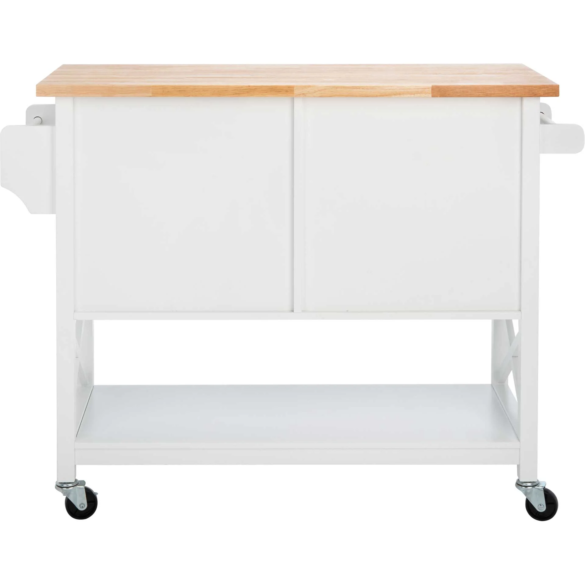 Kenley 2 Door 1 Shelf Kitchen Cart White/Natural - Image 3