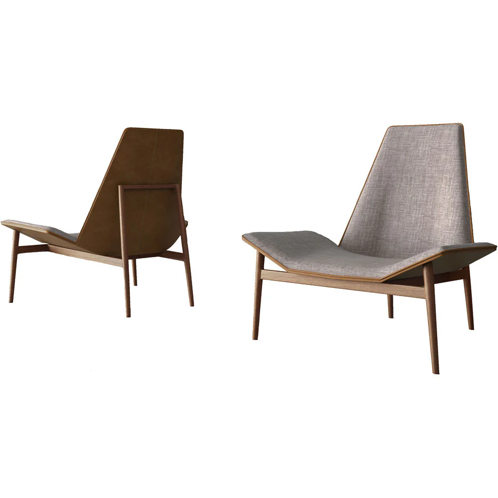 Kent Lounge Chair Gray Denim/Caramel/Dark Teak - Image 2