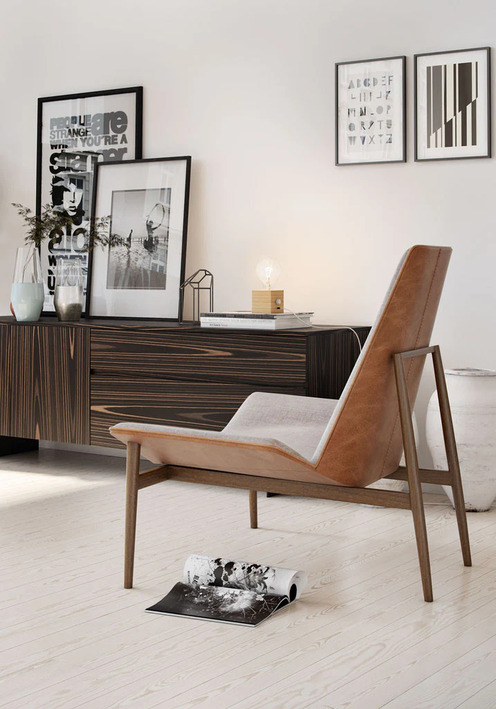 Kent Lounge Chair Gray Denim/Caramel/Dark Teak - Image 4