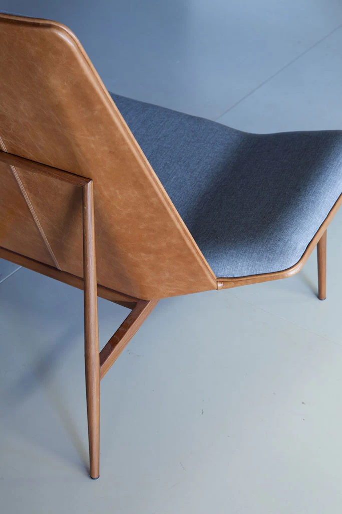Kent Lounge Chair Gray Denim/Caramel/Dark Teak - Image 7