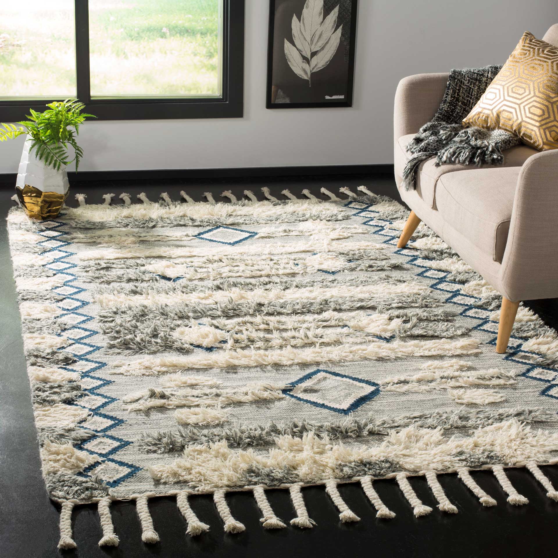 Kenya Bohemian Gray/Ivory Area Rug - Image 4