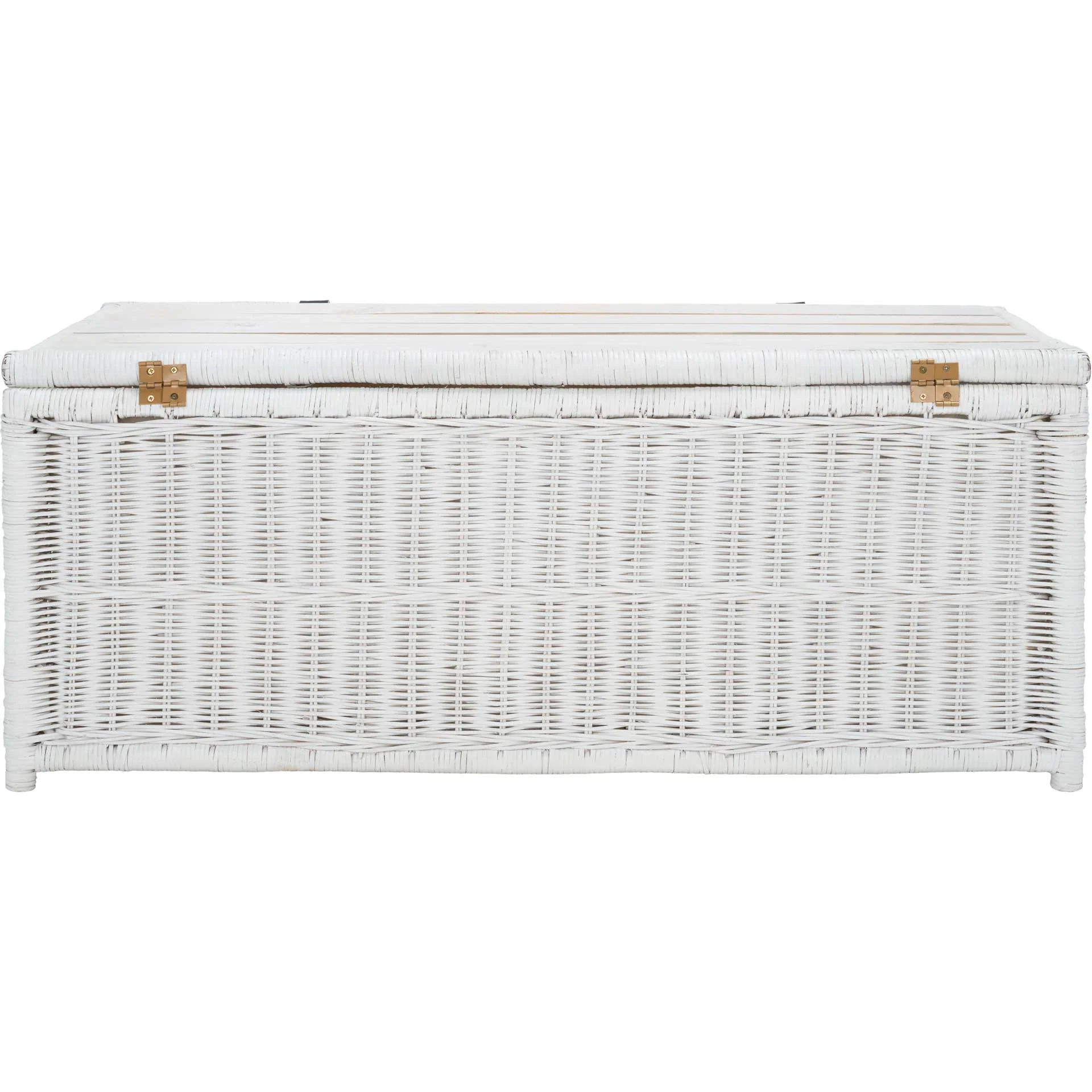 Kenzie Rattan Storage Trunk White/Brown - Image 3