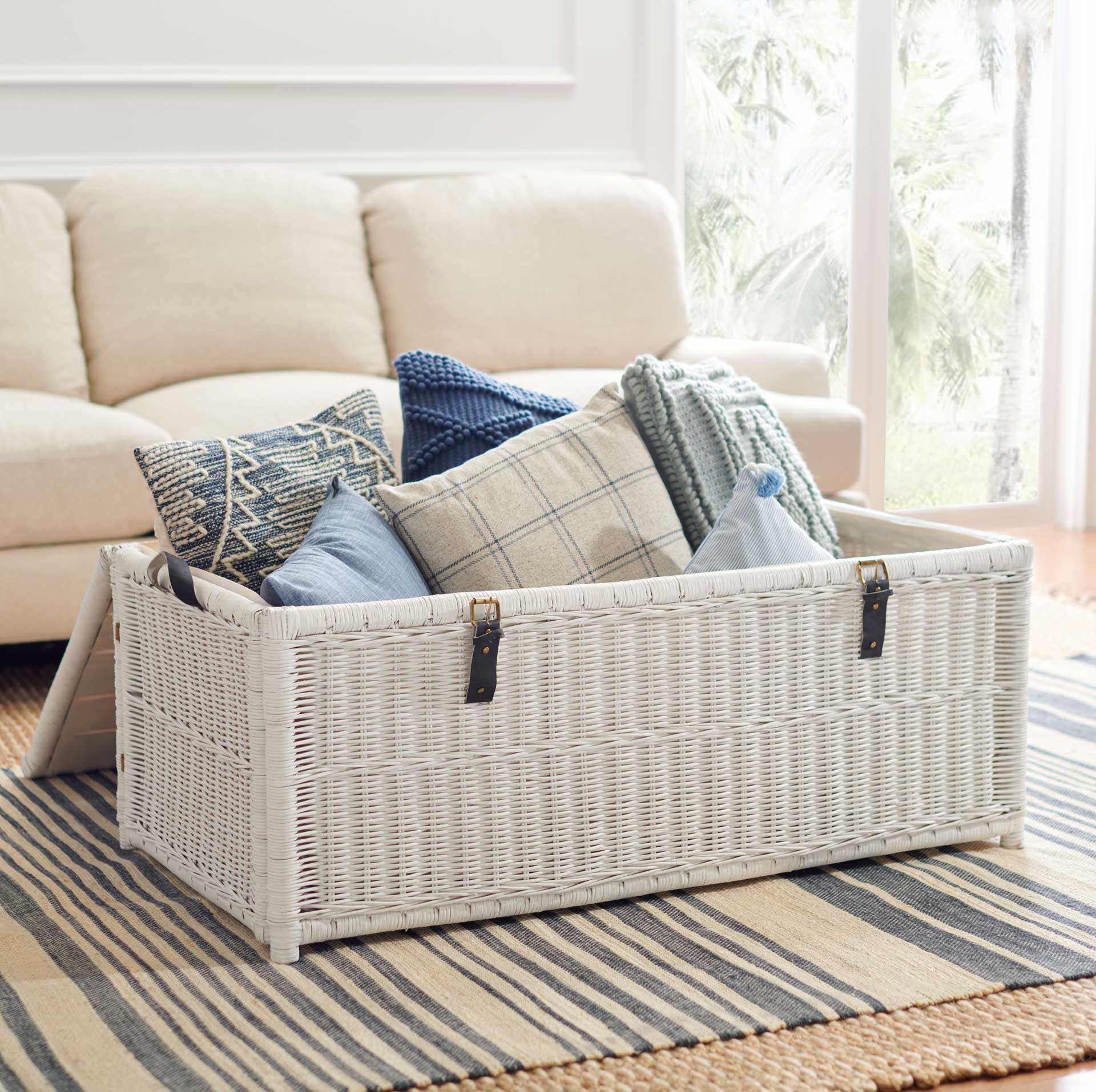 Kenzie Rattan Storage Trunk White/Brown - Image 8