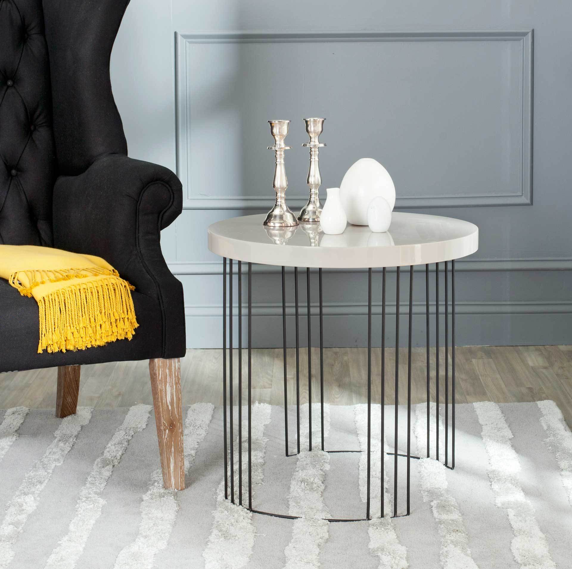 Keyon Lacquer Side Table Taupe - Image 3