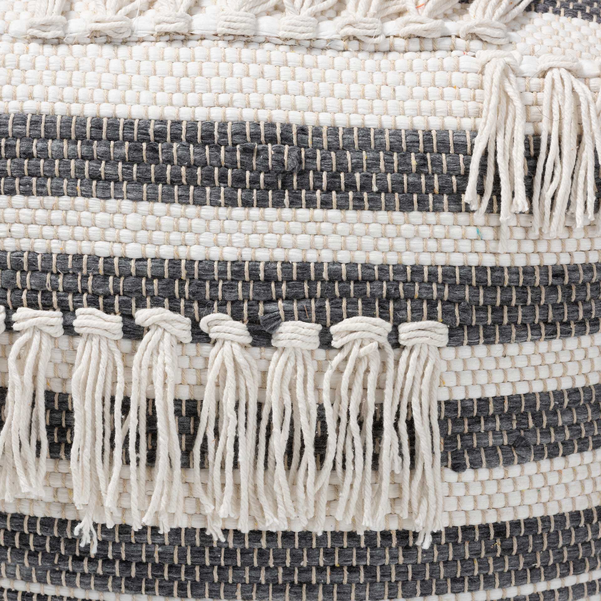Kiam Handwoven Cotton Pouf Gray/Ivory - Image 3