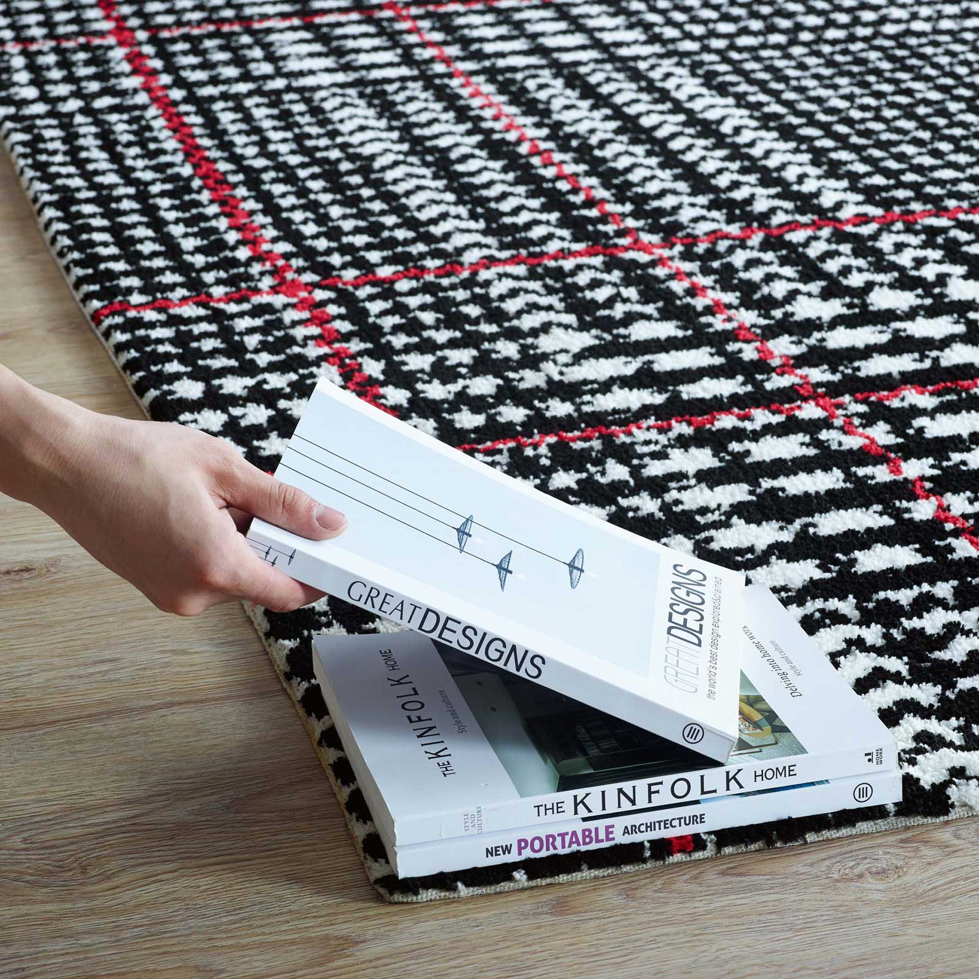 King Area Rug Ivory/Black/Red - Image 5