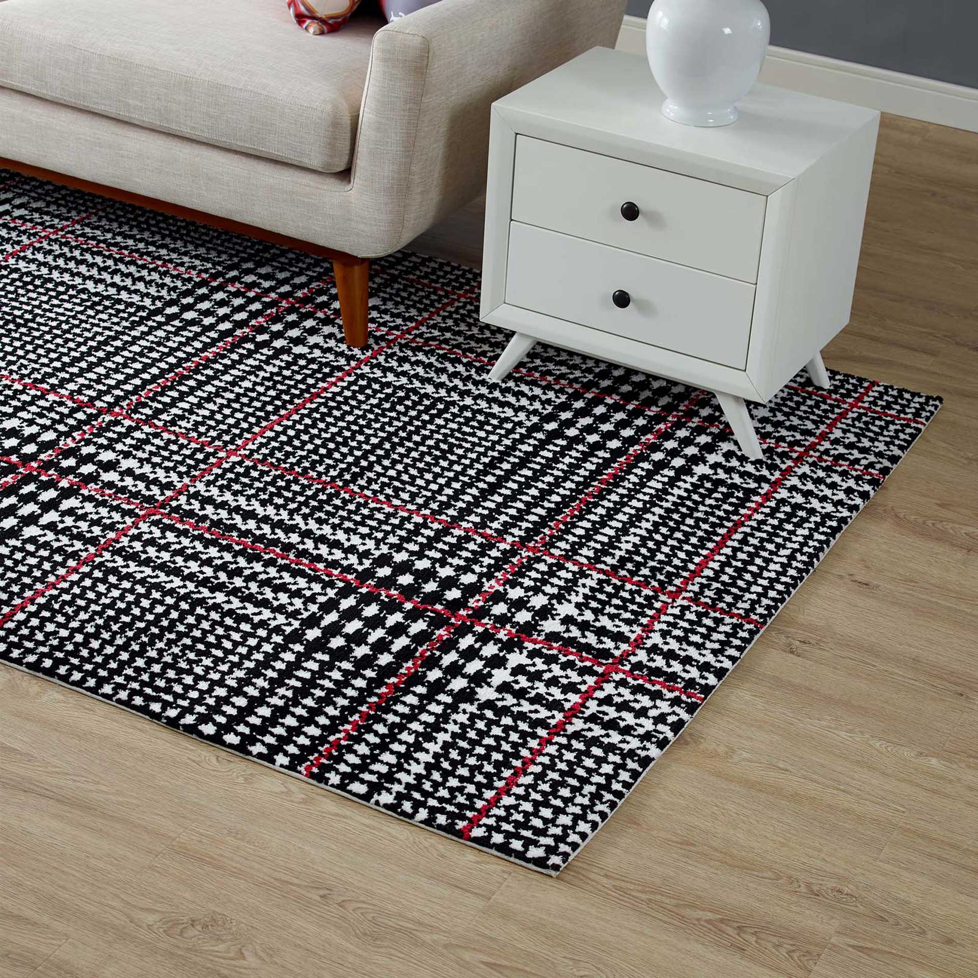 King Area Rug Ivory/Black/Red - Image 6