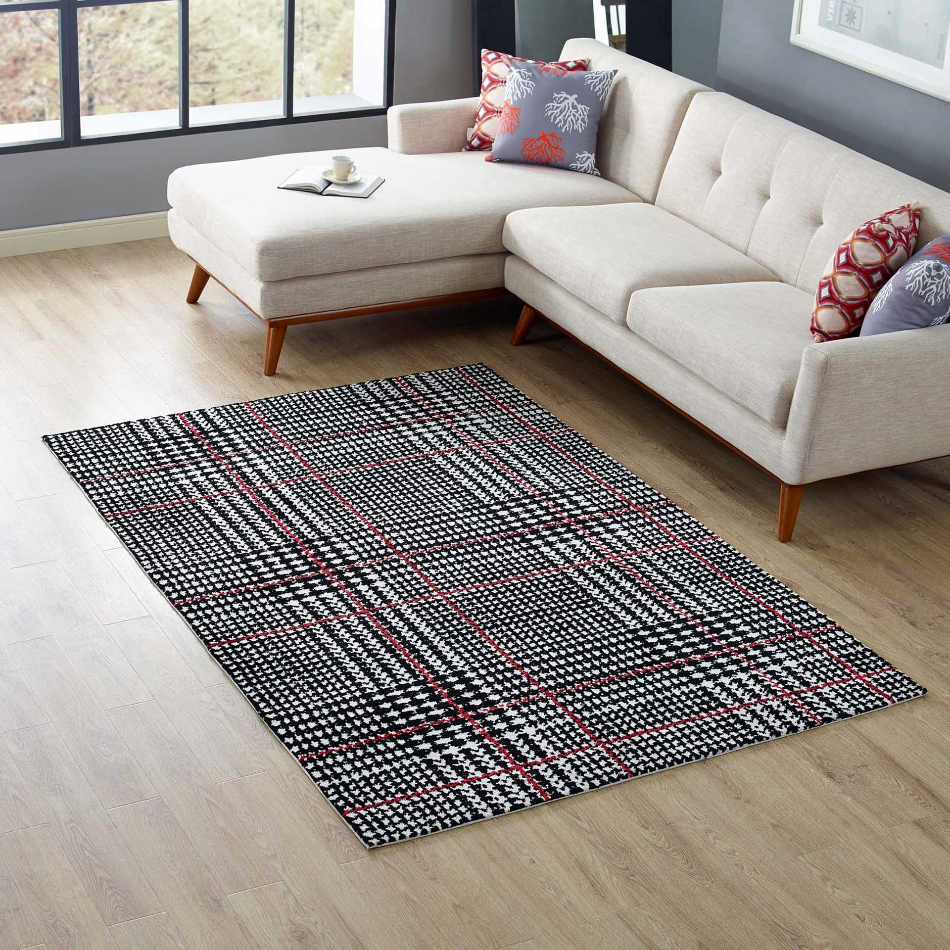 King Area Rug Ivory/Black/Red - Image 8