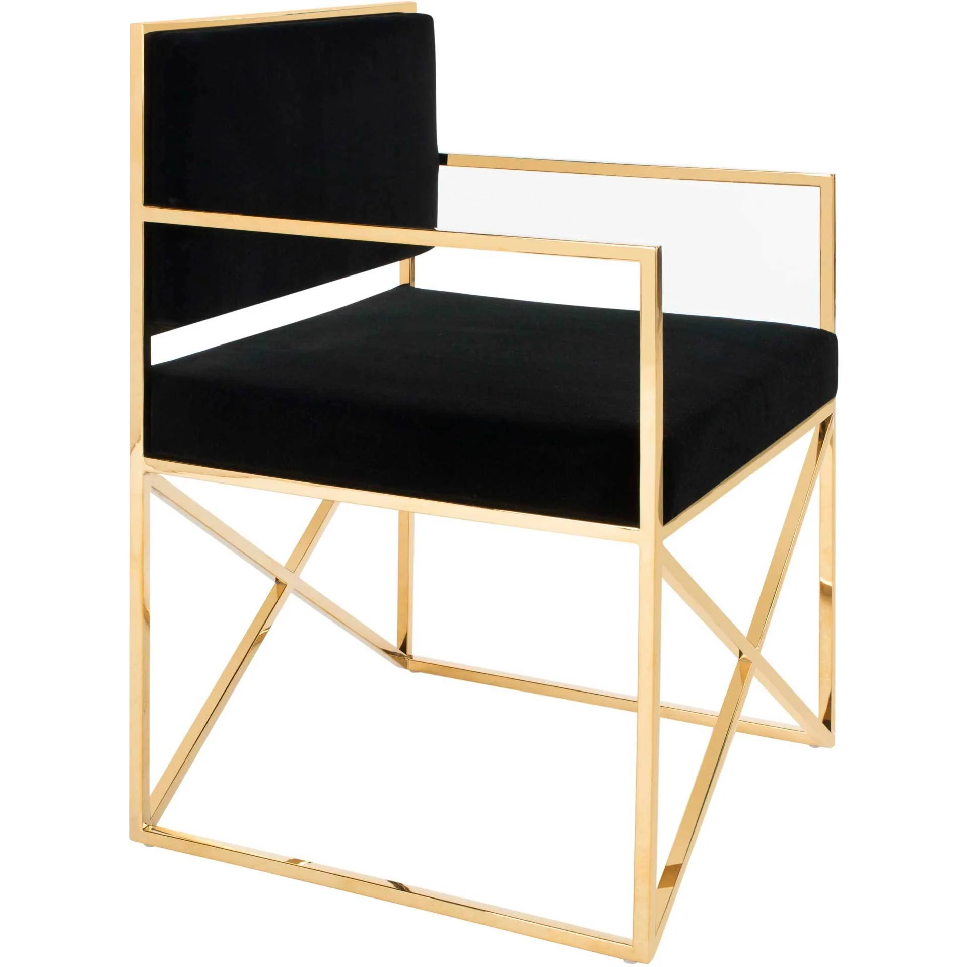 King Velvet Directors Chair Black/Gold - Image 3