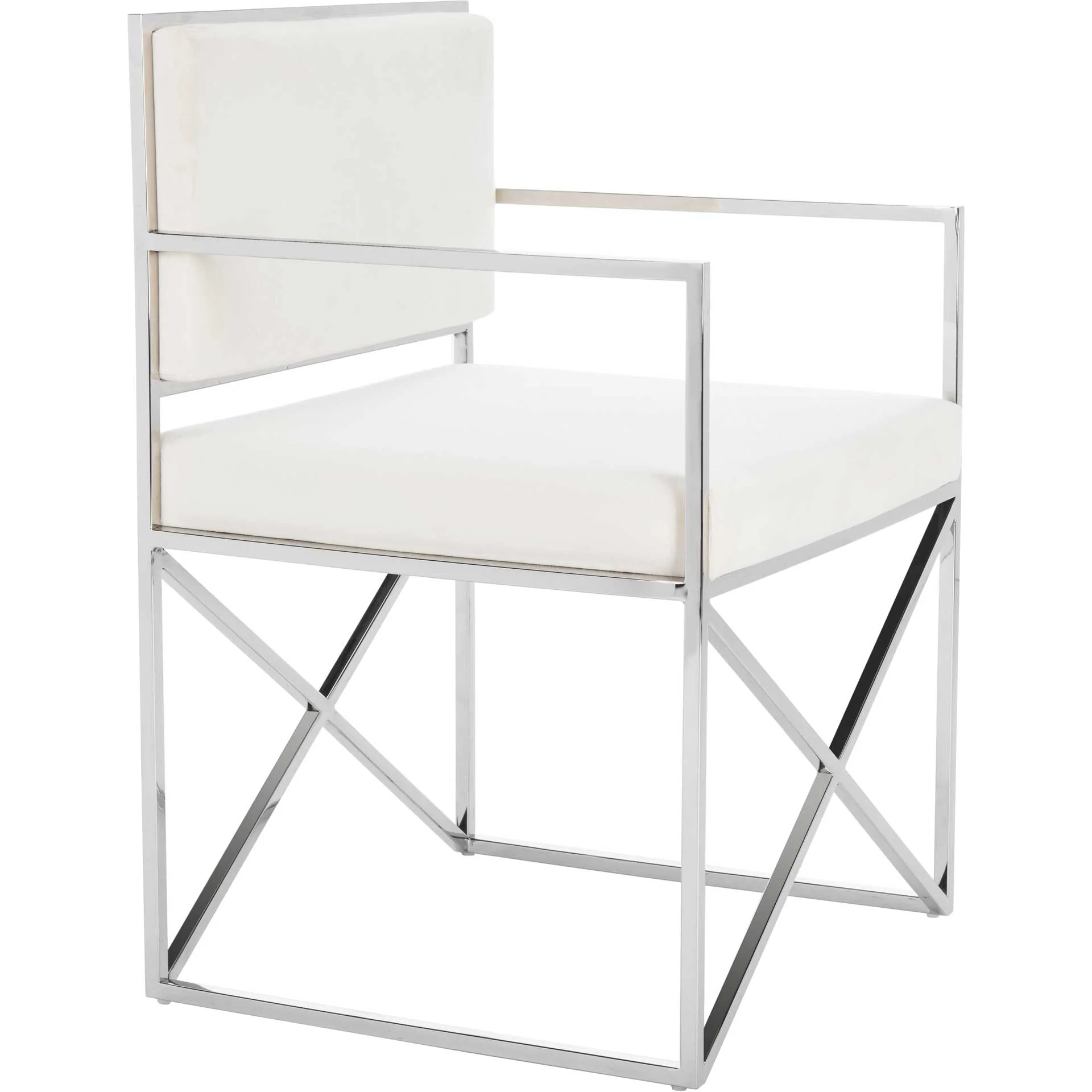 King Velvet Directors Chair White/Silver - Image 2