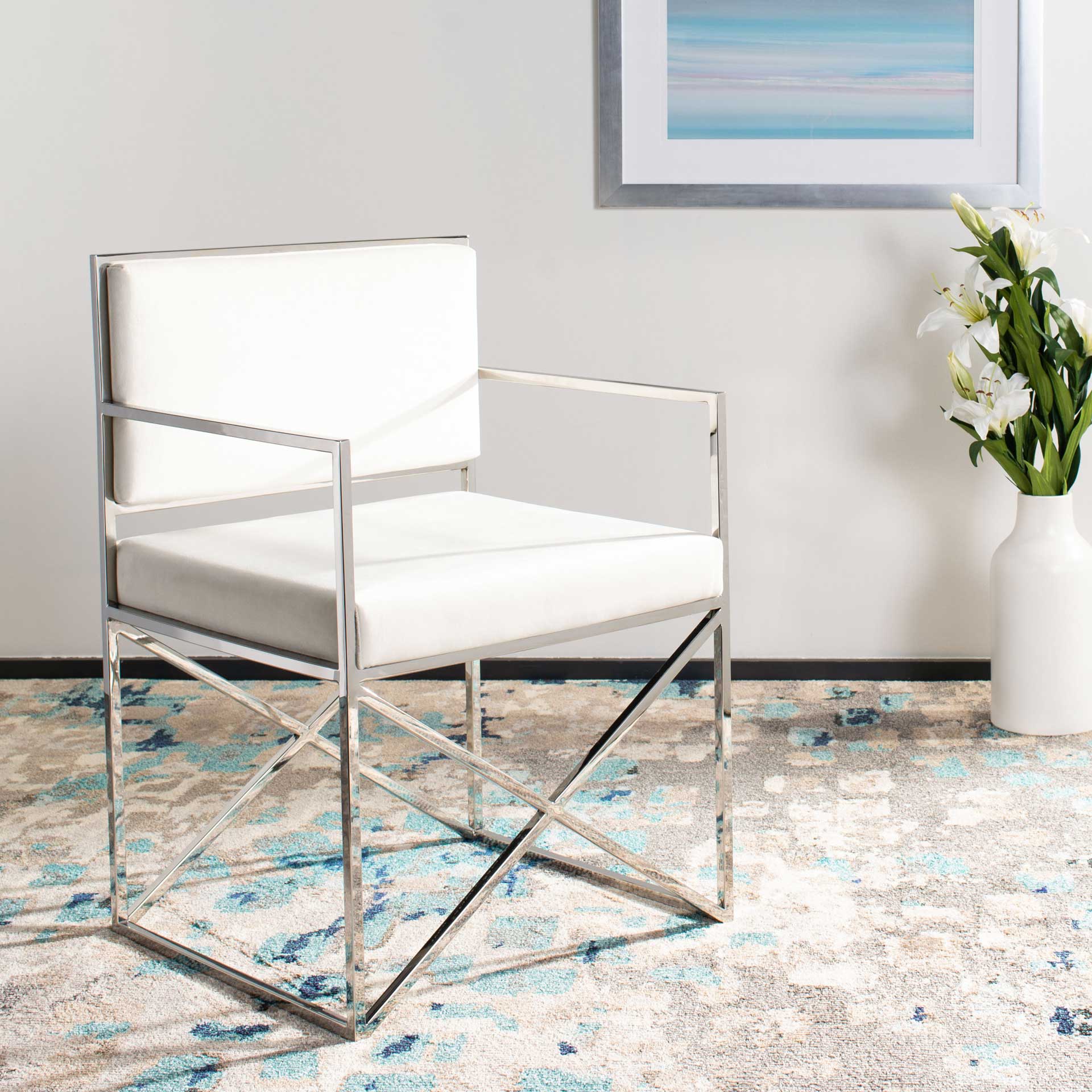 King Velvet Directors Chair White/Silver - Image 7