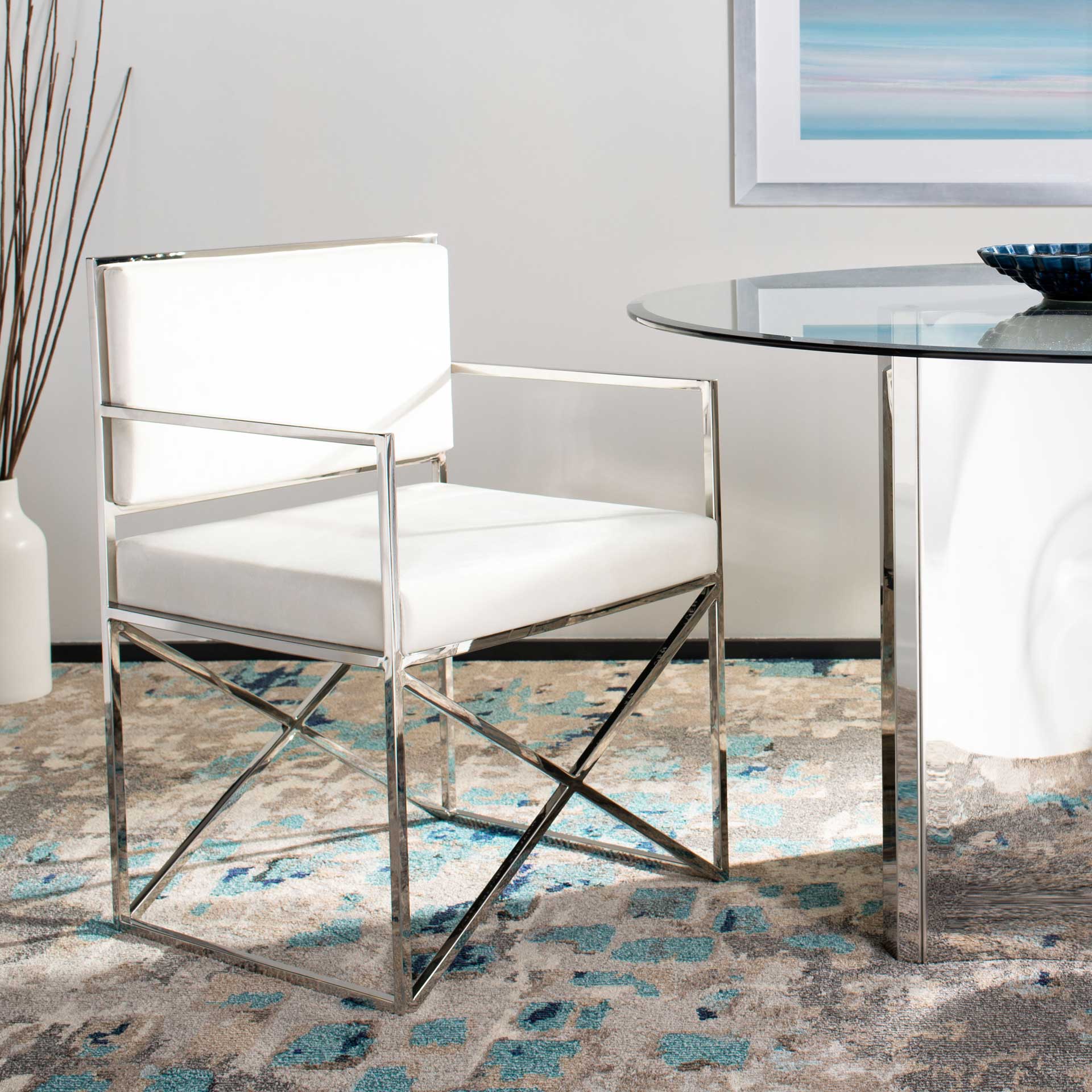 King Velvet Directors Chair White/Silver - Image 8