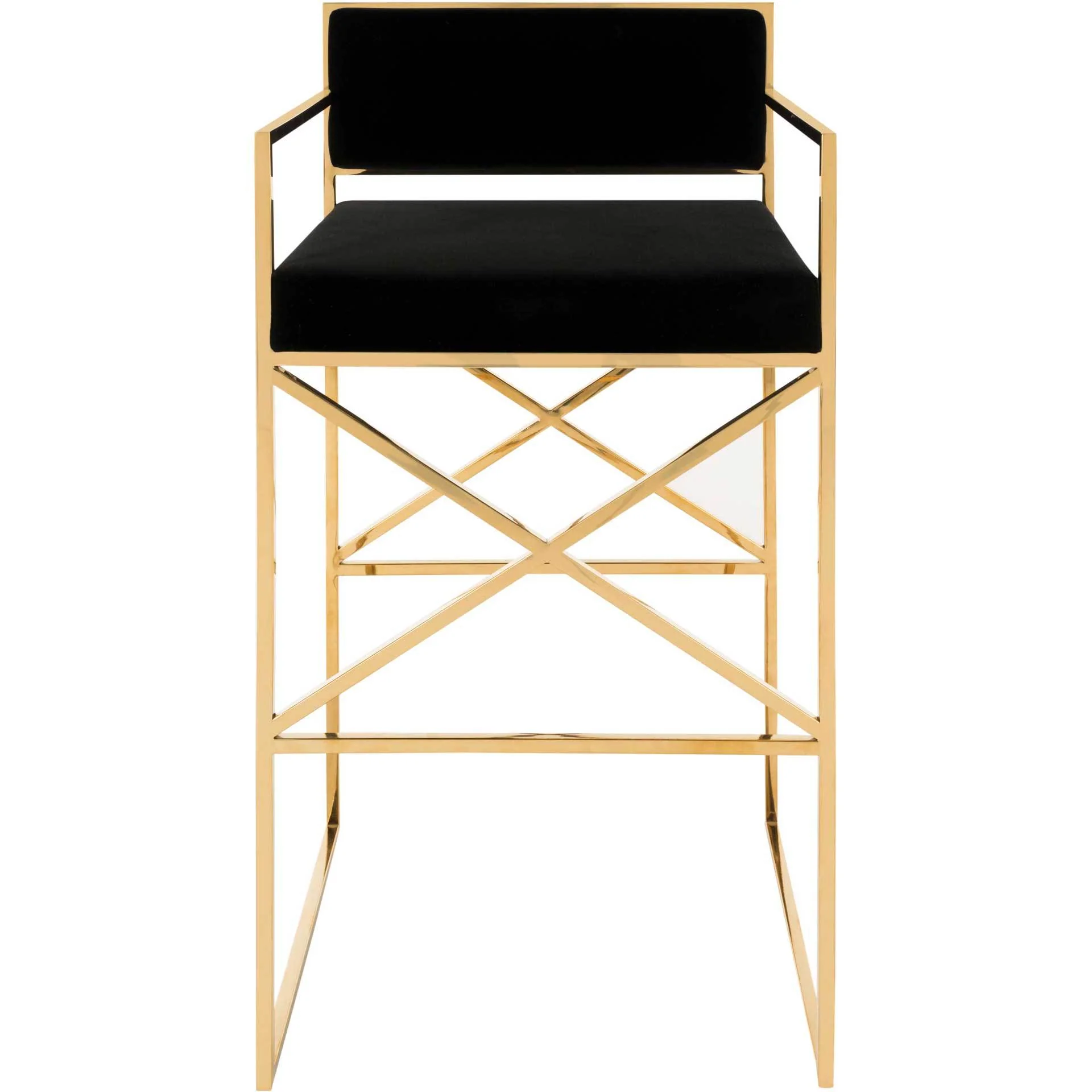 King Velvet Directors Stool Black/Gold - Image 2