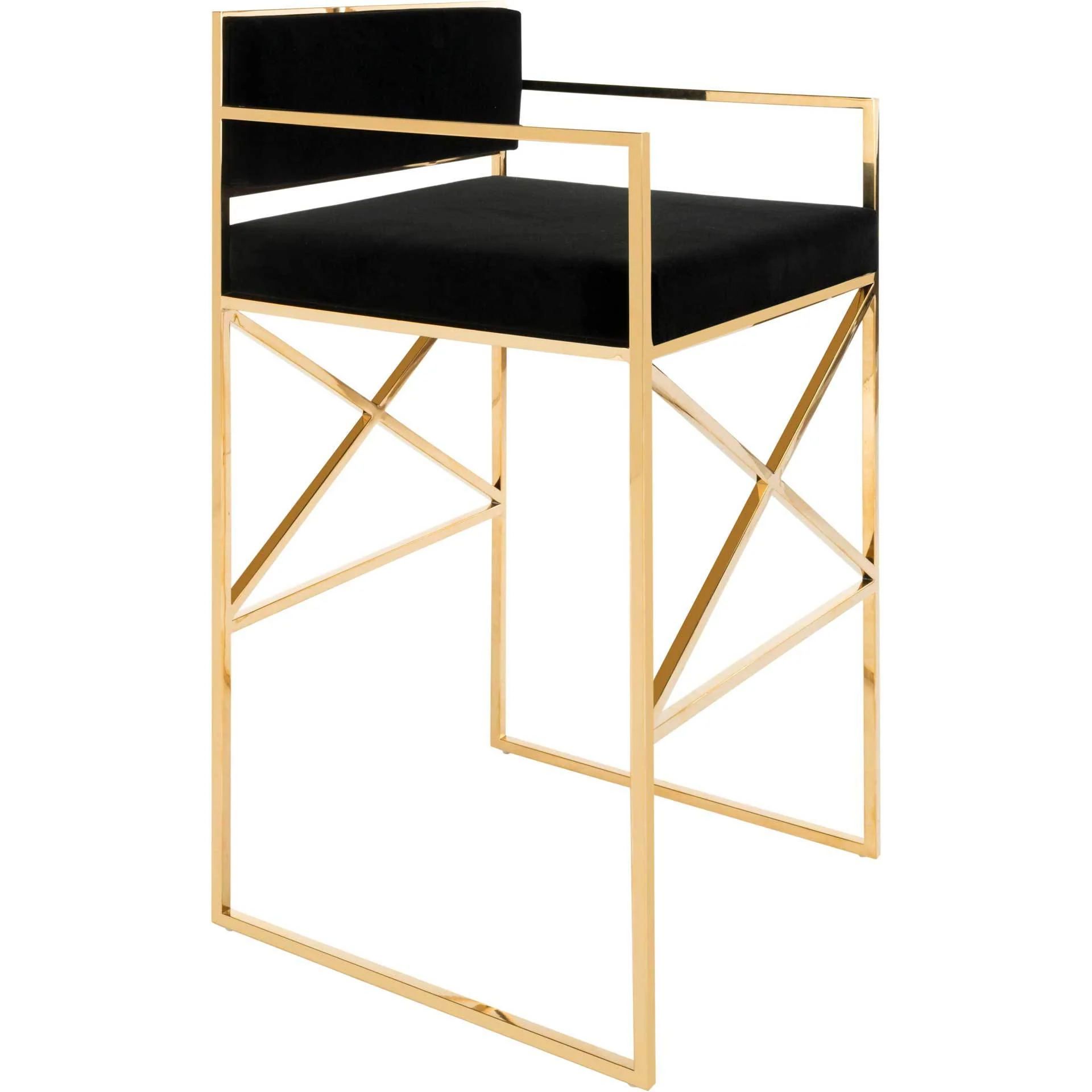 King Velvet Directors Stool Black/Gold - Image 3