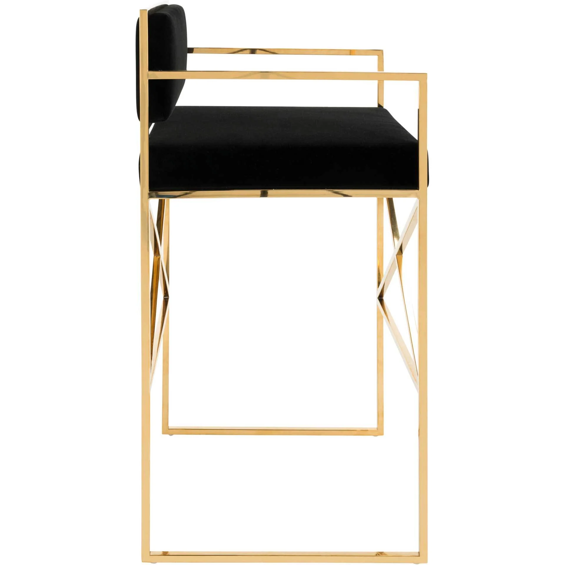 King Velvet Directors Stool Black/Gold - Image 4