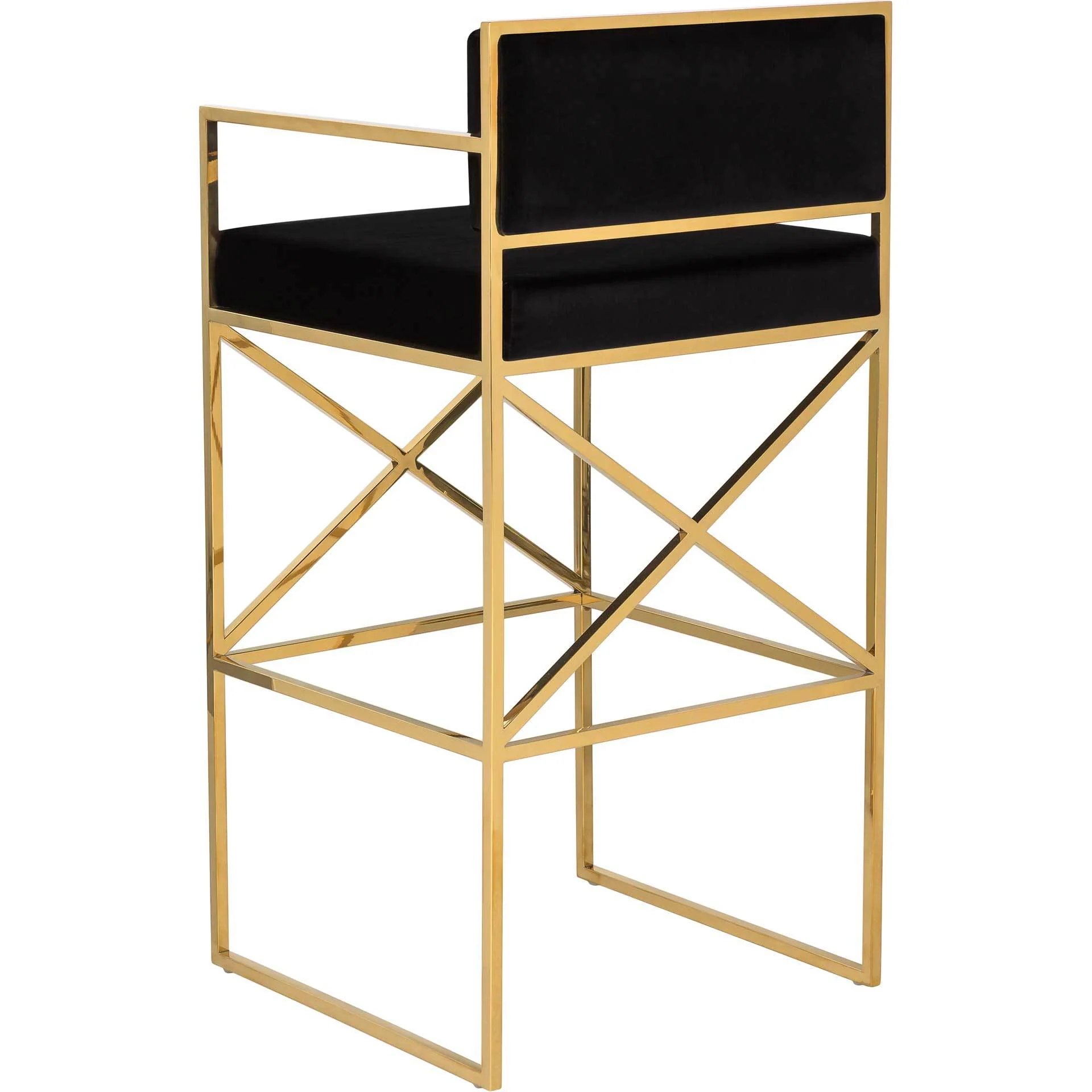 King Velvet Directors Stool Black/Gold - Image 7