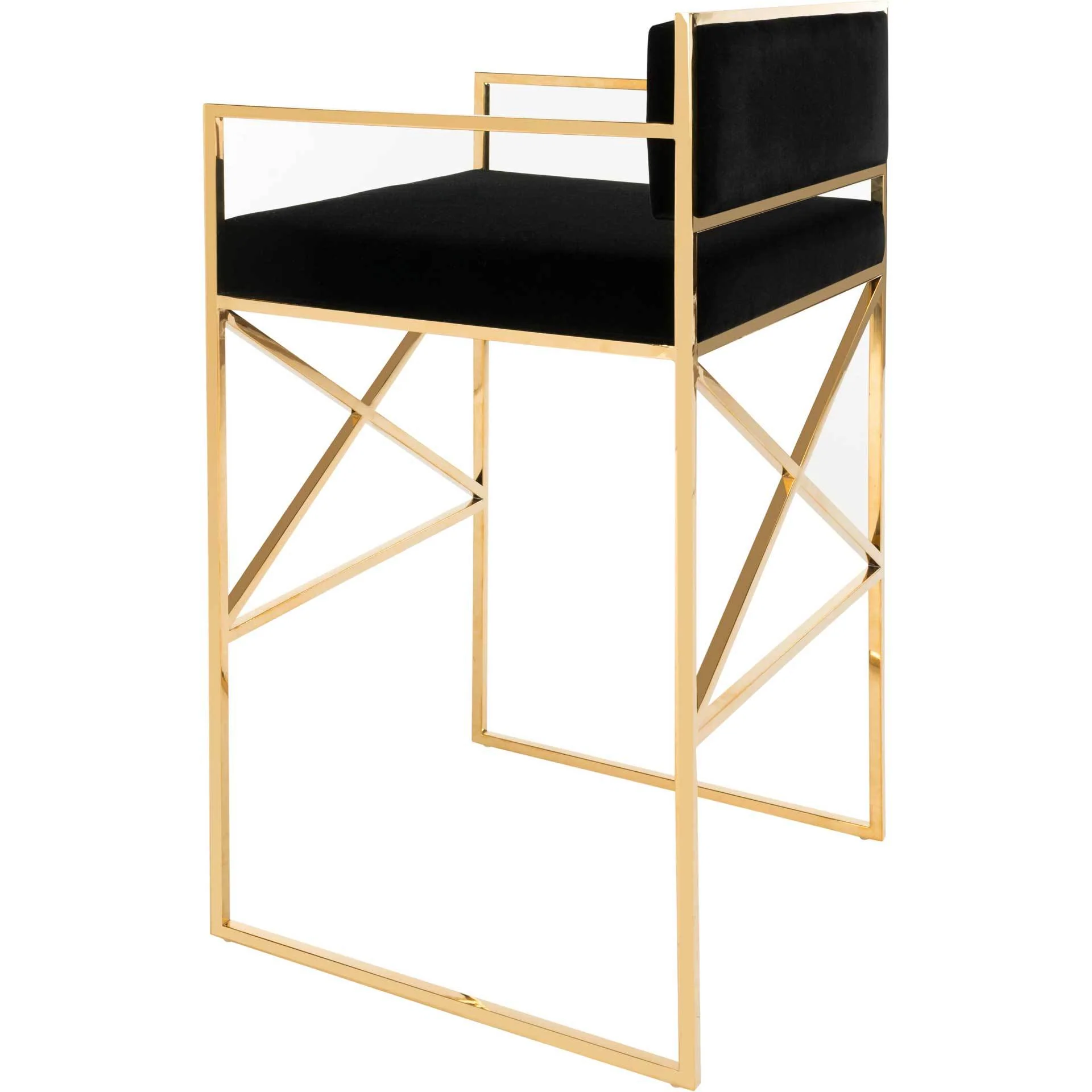 King Velvet Directors Stool Black/Gold - Image 8