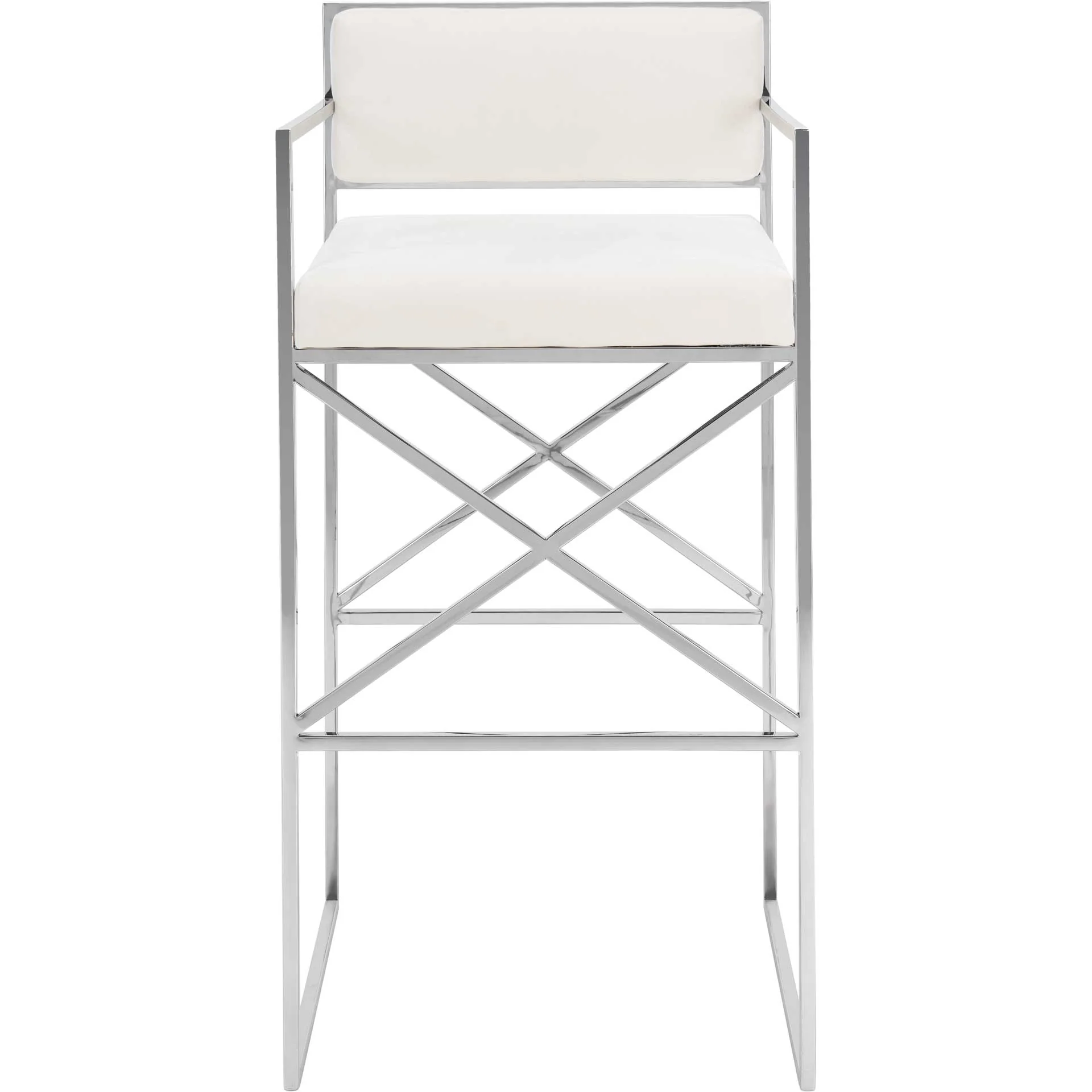 King Velvet Directors Stool White/Silver - Image 2